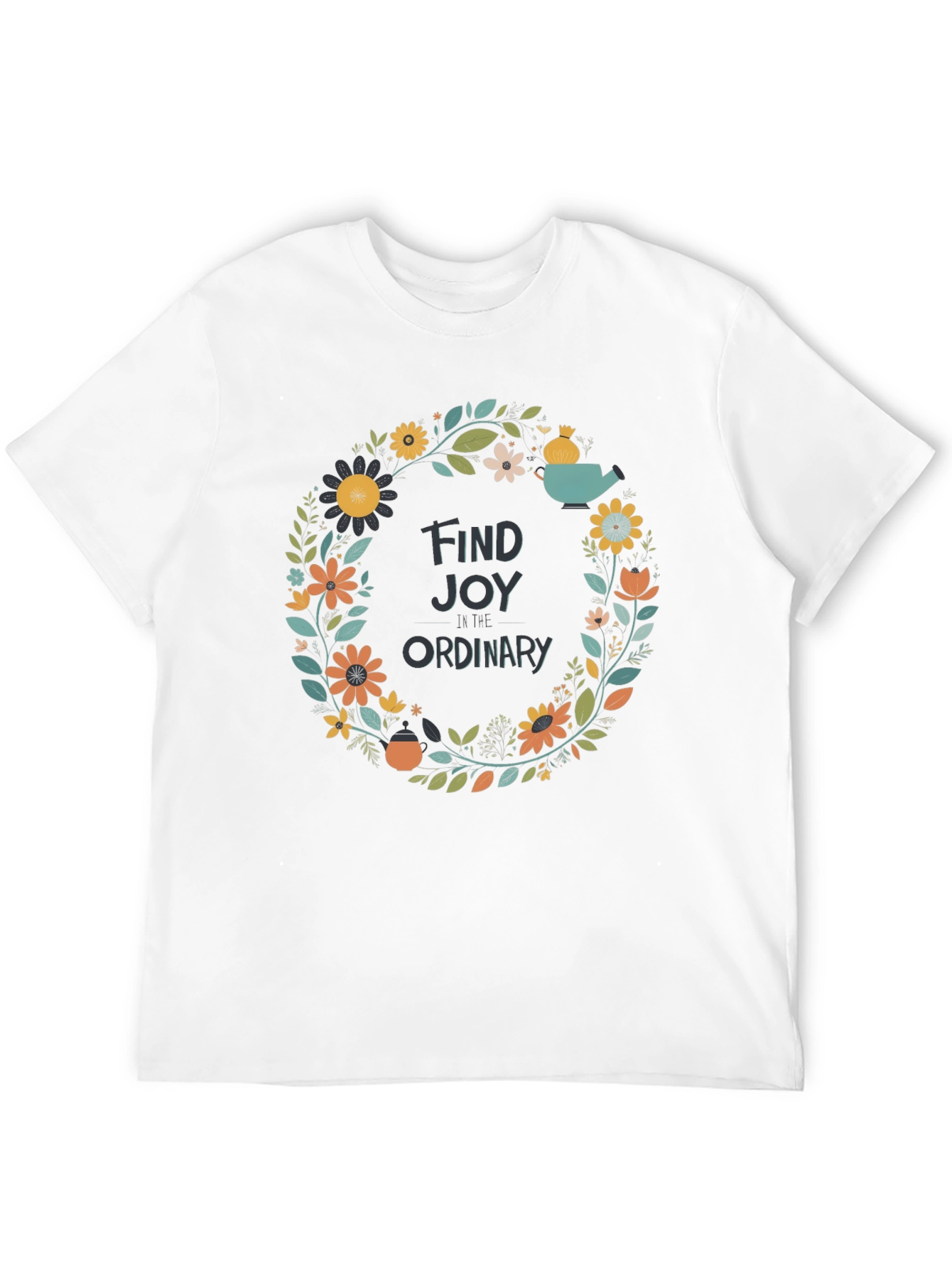 Find Joy T-Shirt - Floral Wreath Graphic Tee