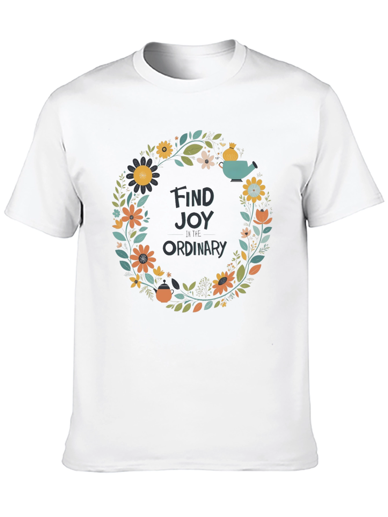 Find Joy T-Shirt - Floral Wreath Graphic Tee