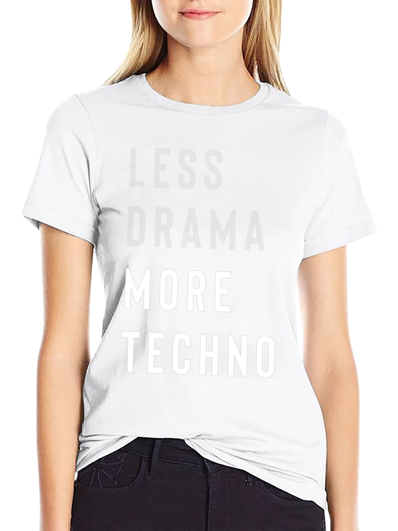 Less Drama More Techno Black Graphic T-Shirt