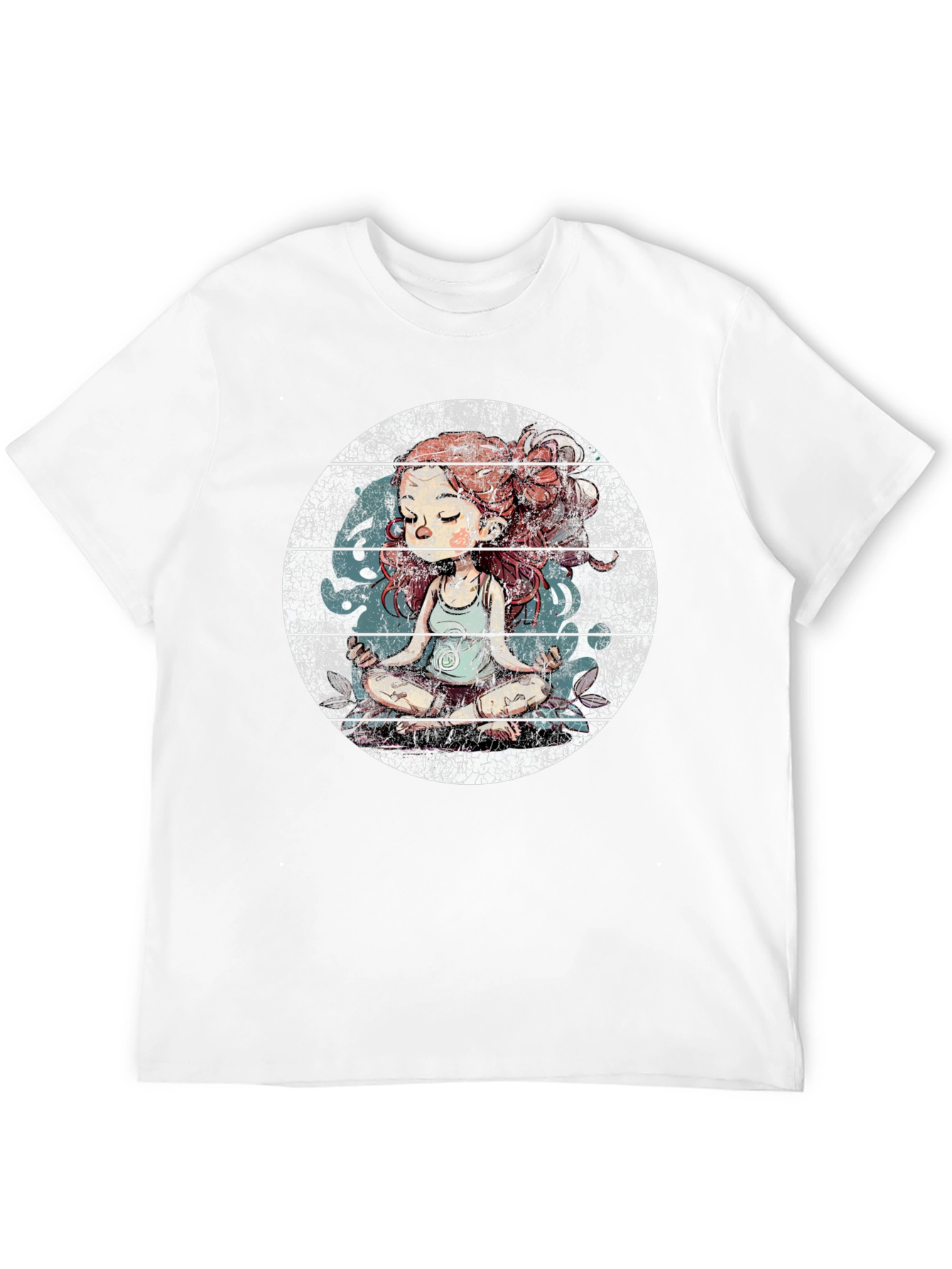 Meditating Girl Graphic Tee - Black Cotton Blend