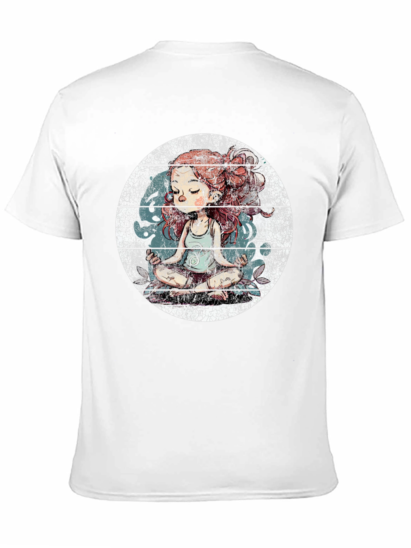 Meditating Girl Graphic Tee - Black Cotton Blend