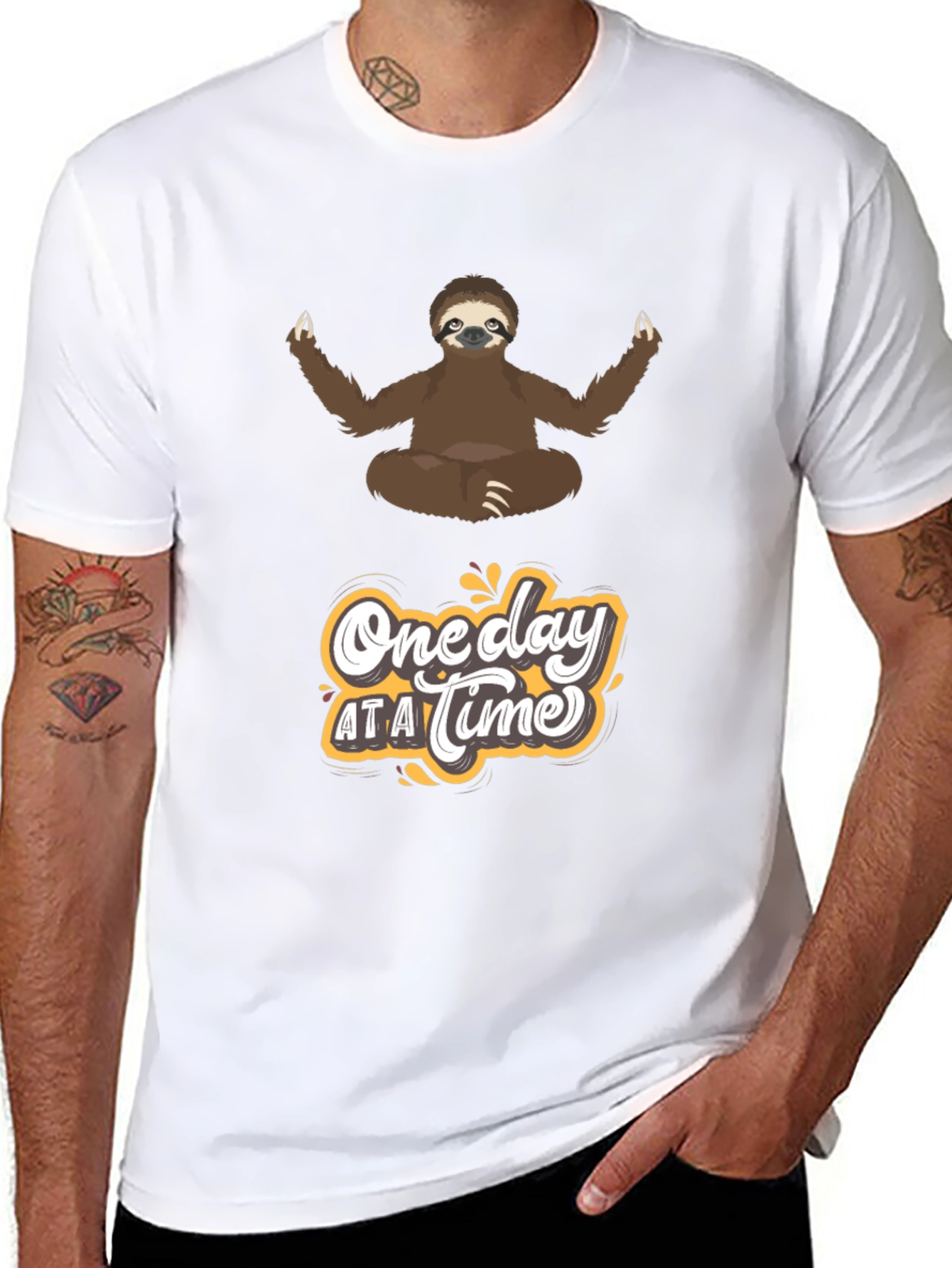 Meditating Sloth T-Shirt - One Day at a Time