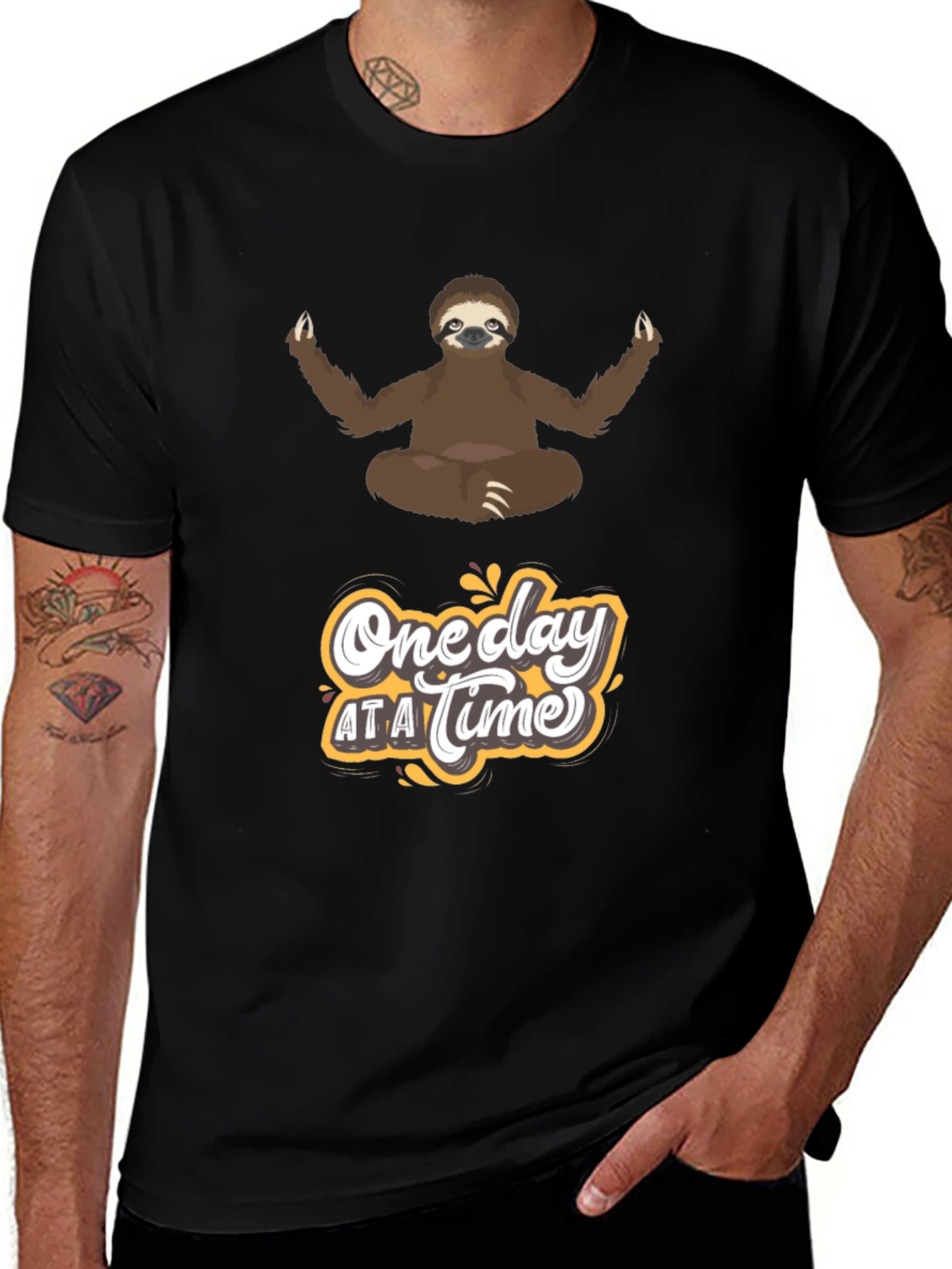 Meditating Sloth T-Shirt - One Day at a Time