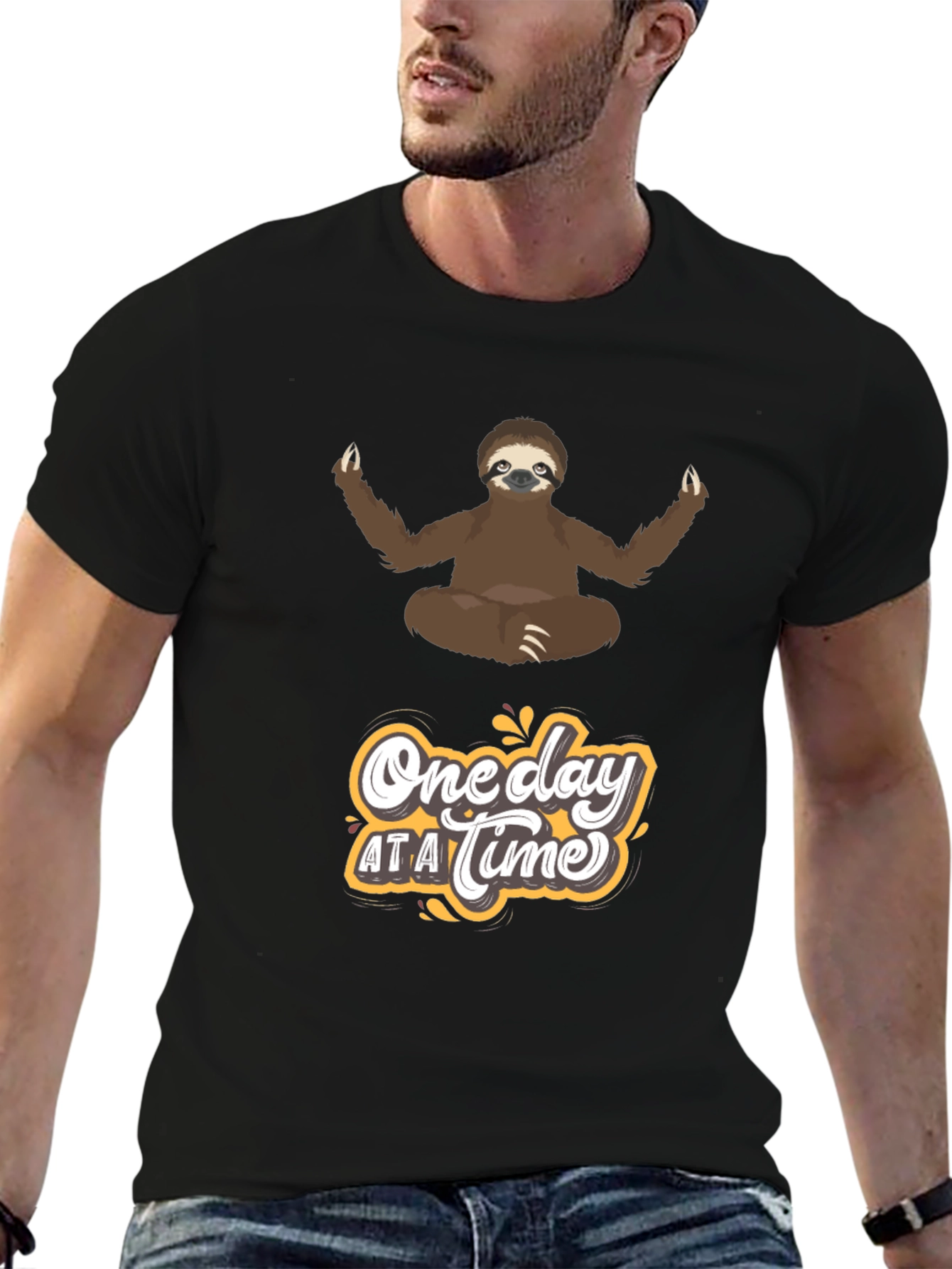 Meditating Sloth T-Shirt - One Day at a Time
