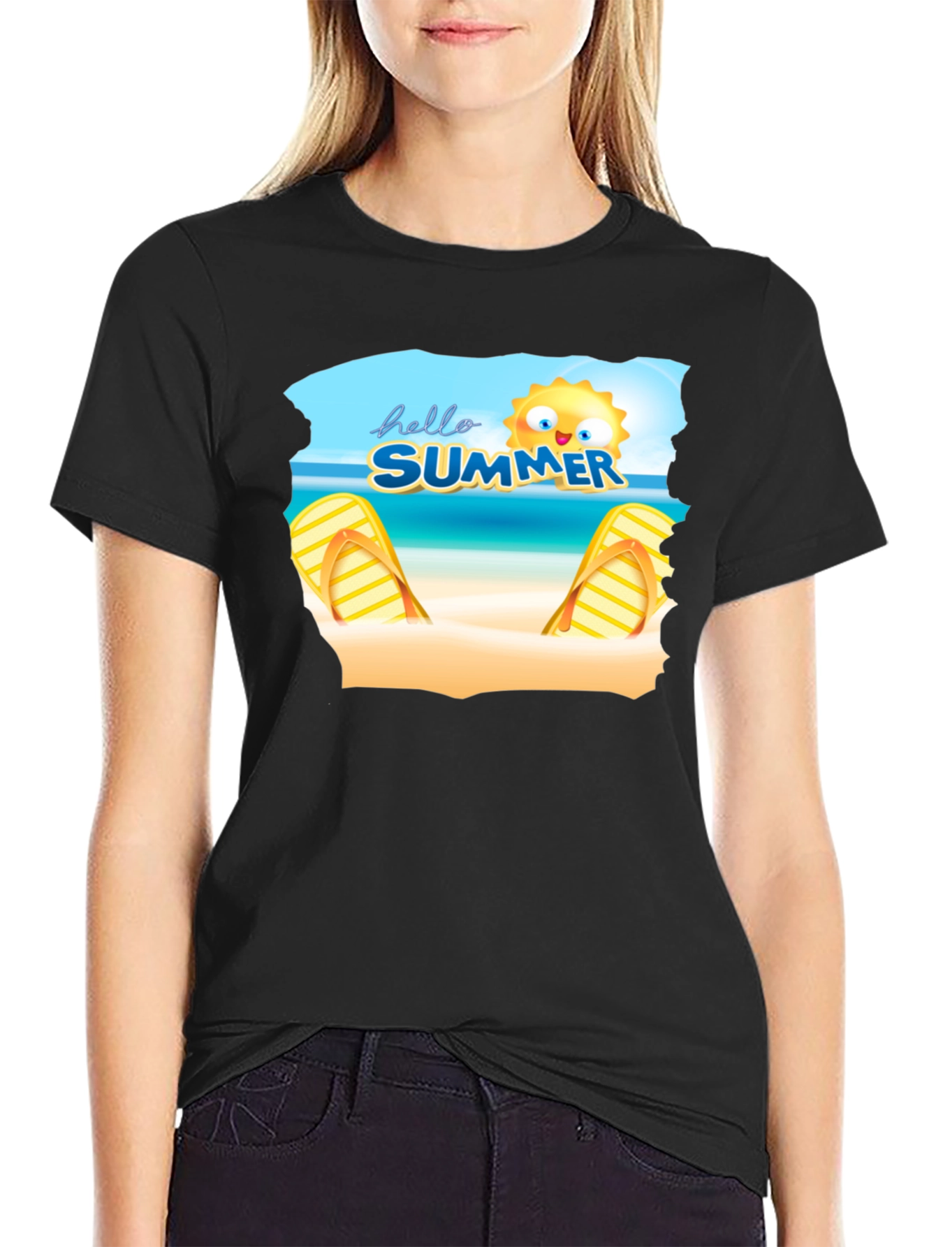 Hello Summer Beach T-Shirt Black