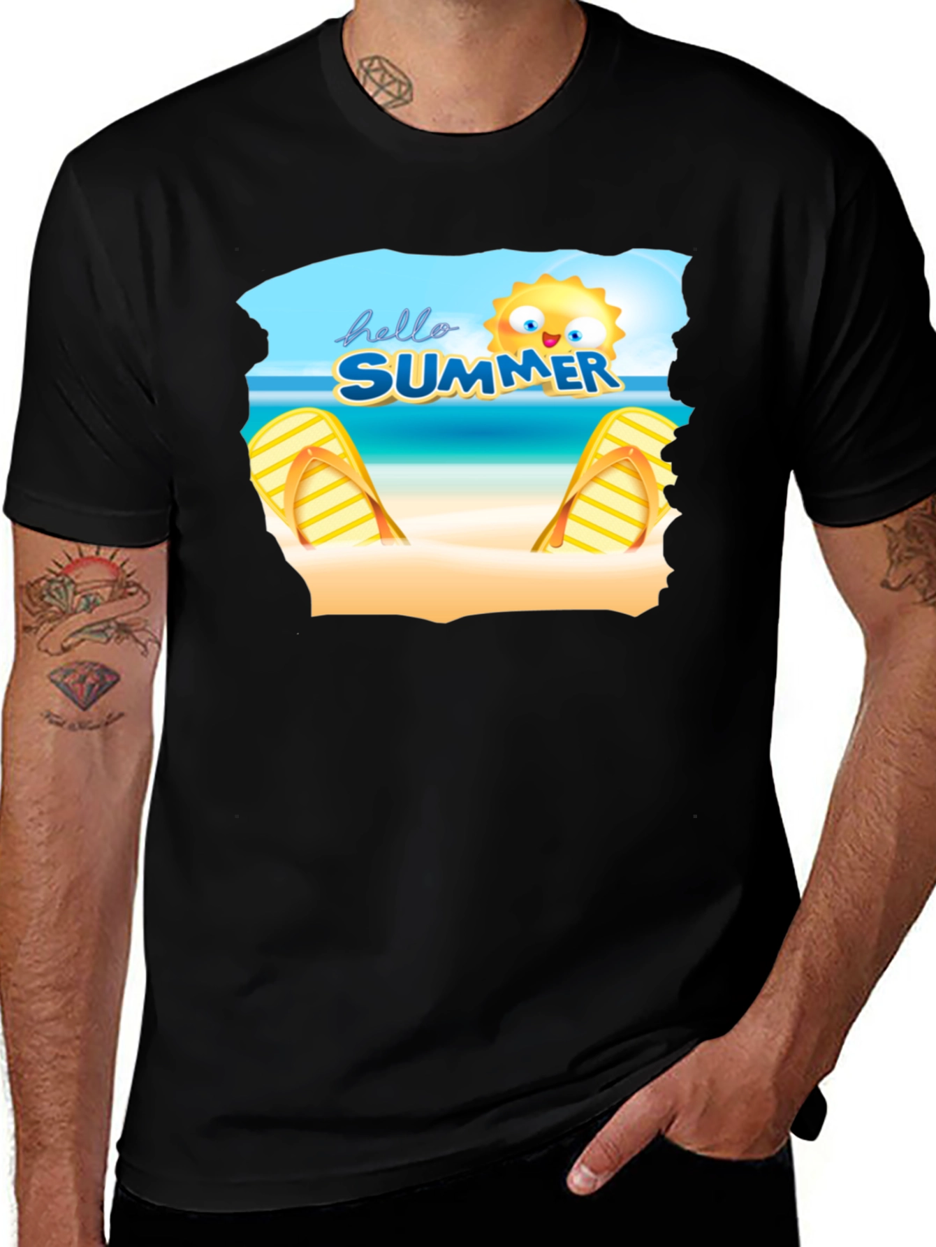 Hello Summer Beach T-Shirt Black