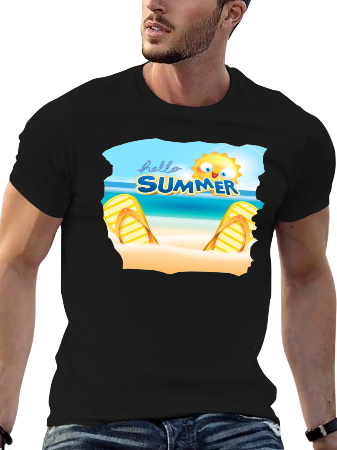 Hello Summer Beach T-Shirt Black