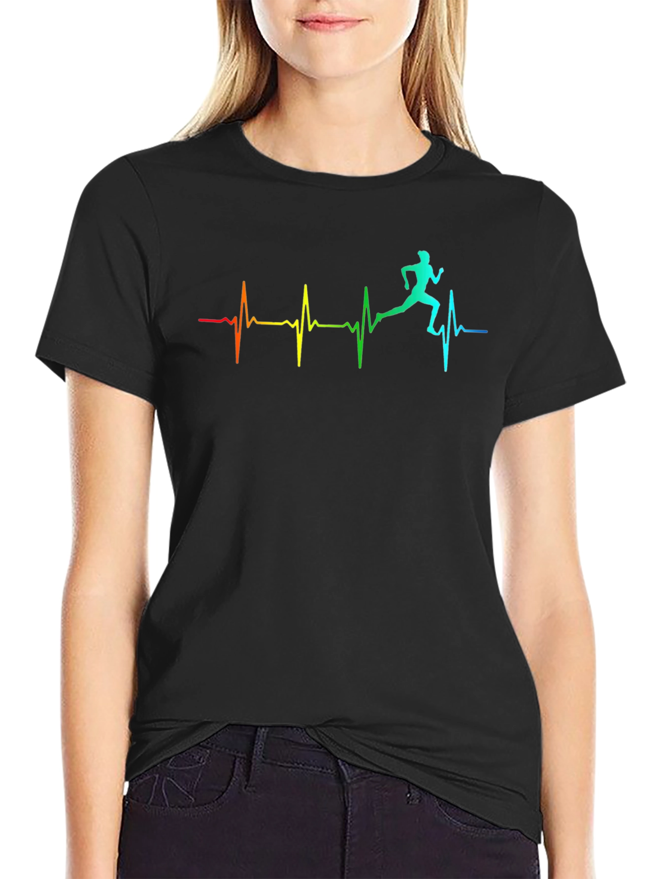 Runner Heartbeat T-Shirt - Black Athletic Tee