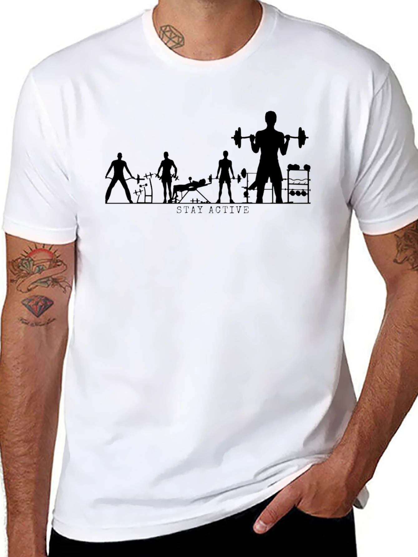 Stay Active Graphic Print Black T-Shirt