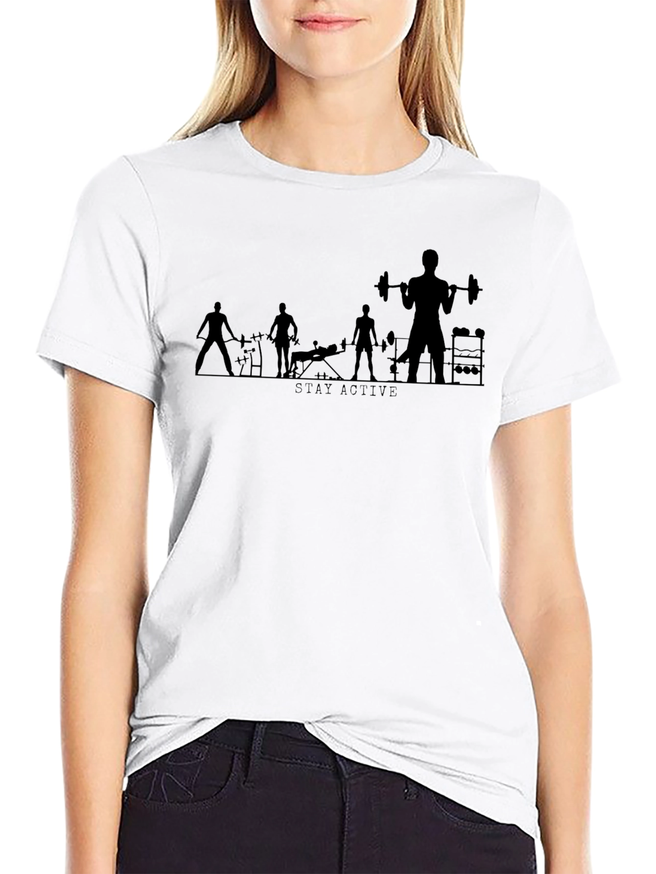 Stay Active Graphic Print Black T-Shirt