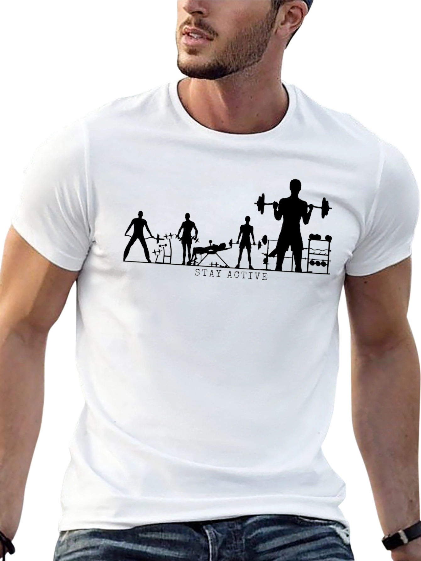 Stay Active Graphic Print Black T-Shirt