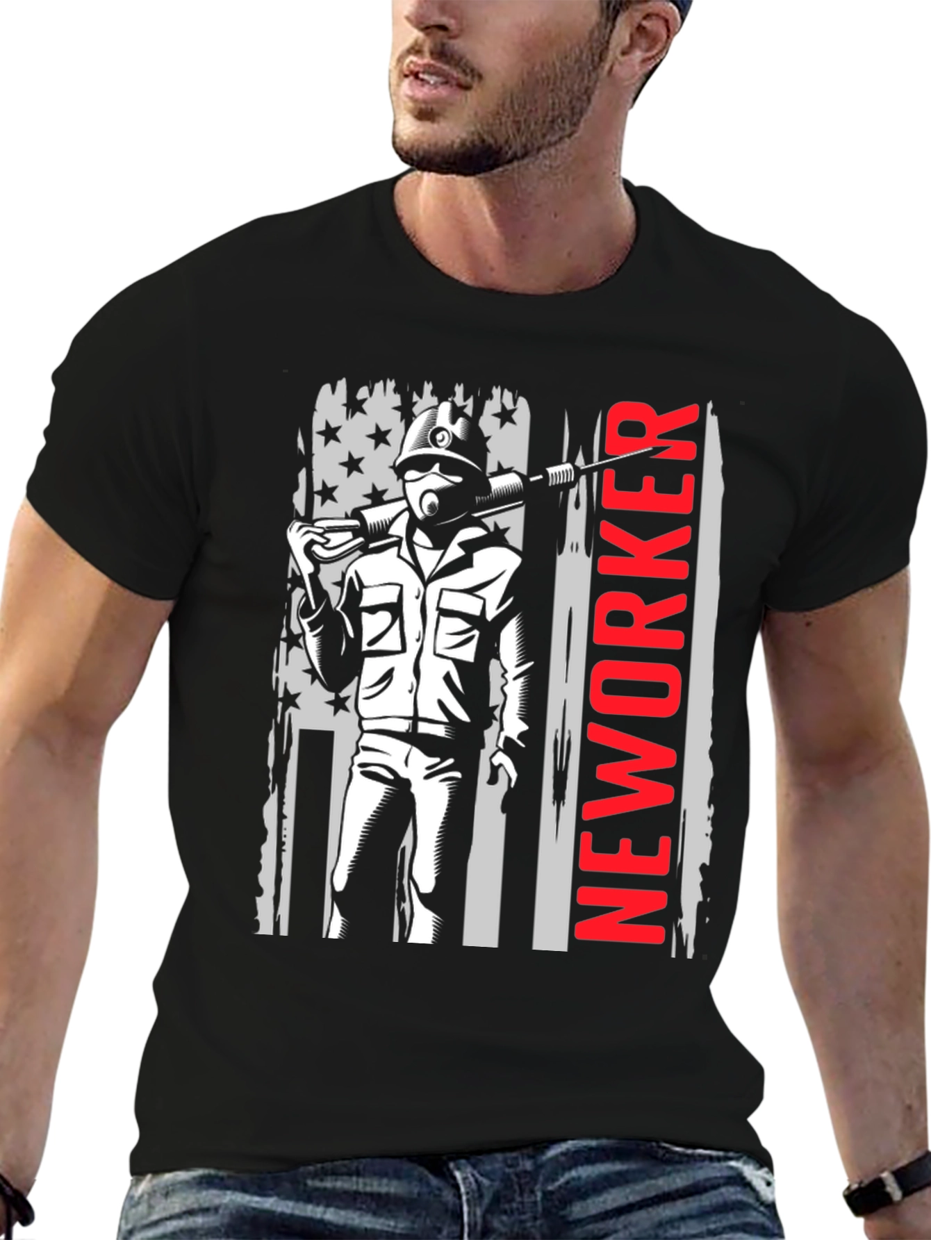 Newworker Miner T-Shirt - American Flag