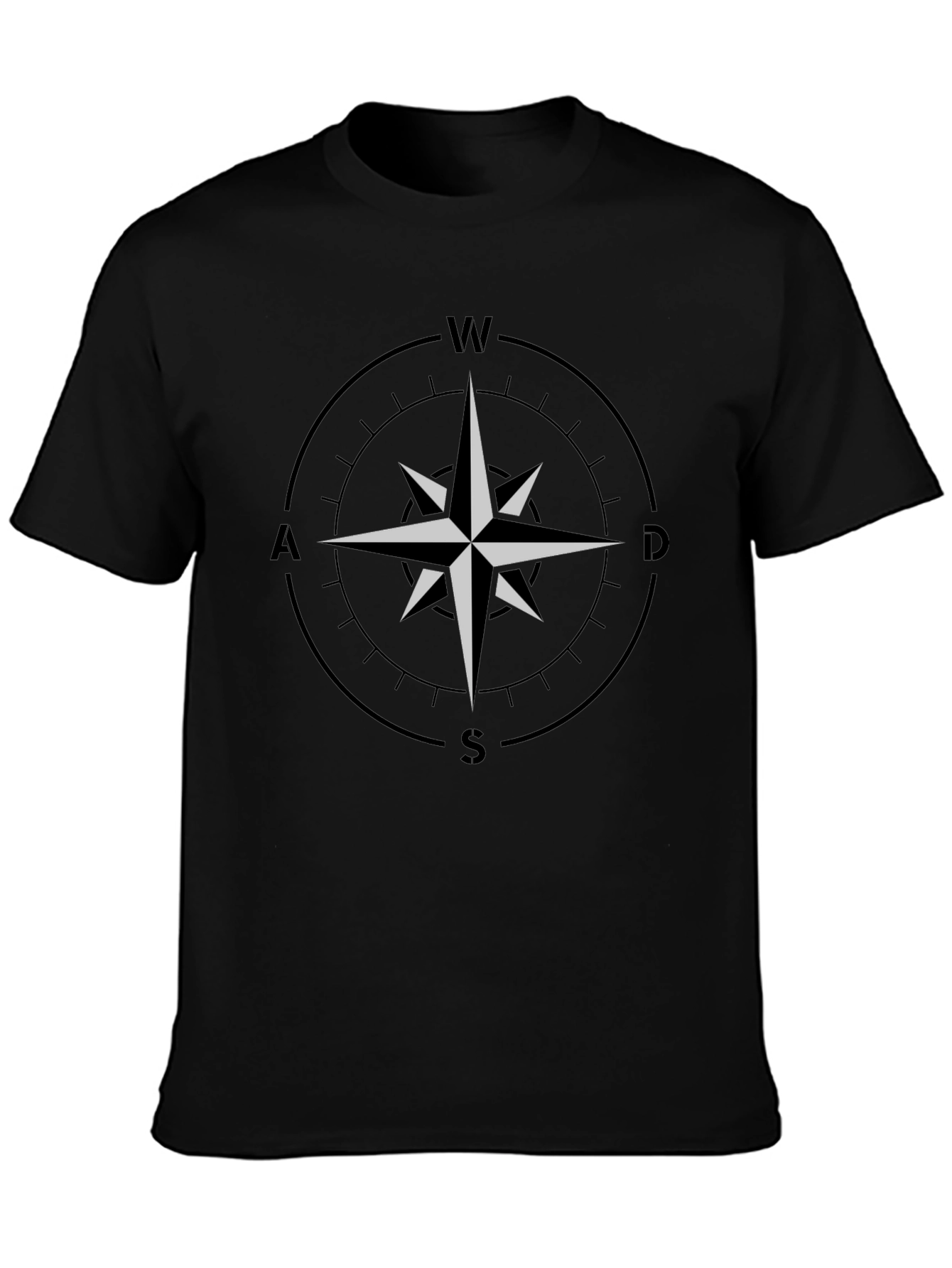 Compass Rose Graphic T-Shirt - Black