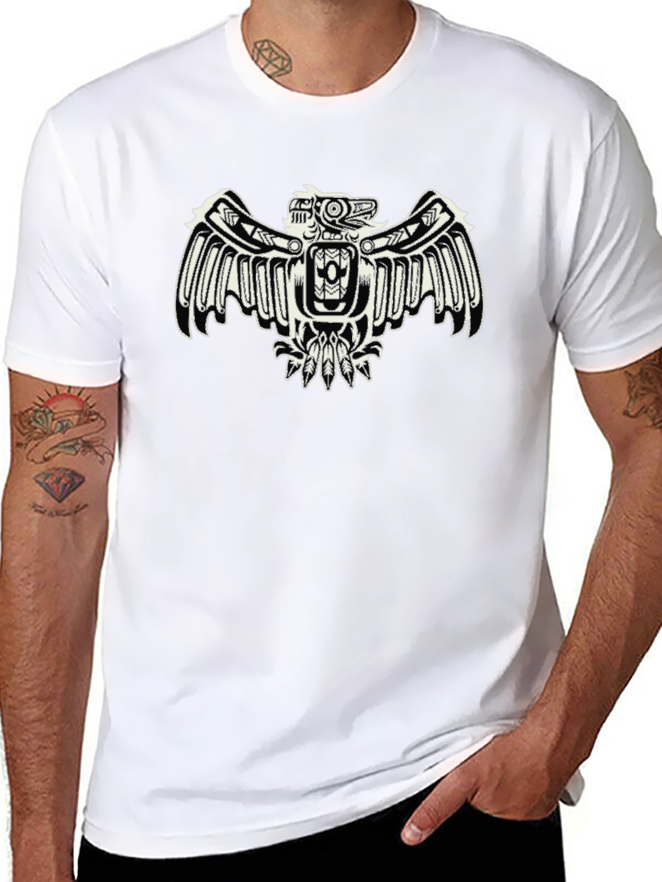 Tribal Eagle Graphic Black T-Shirt