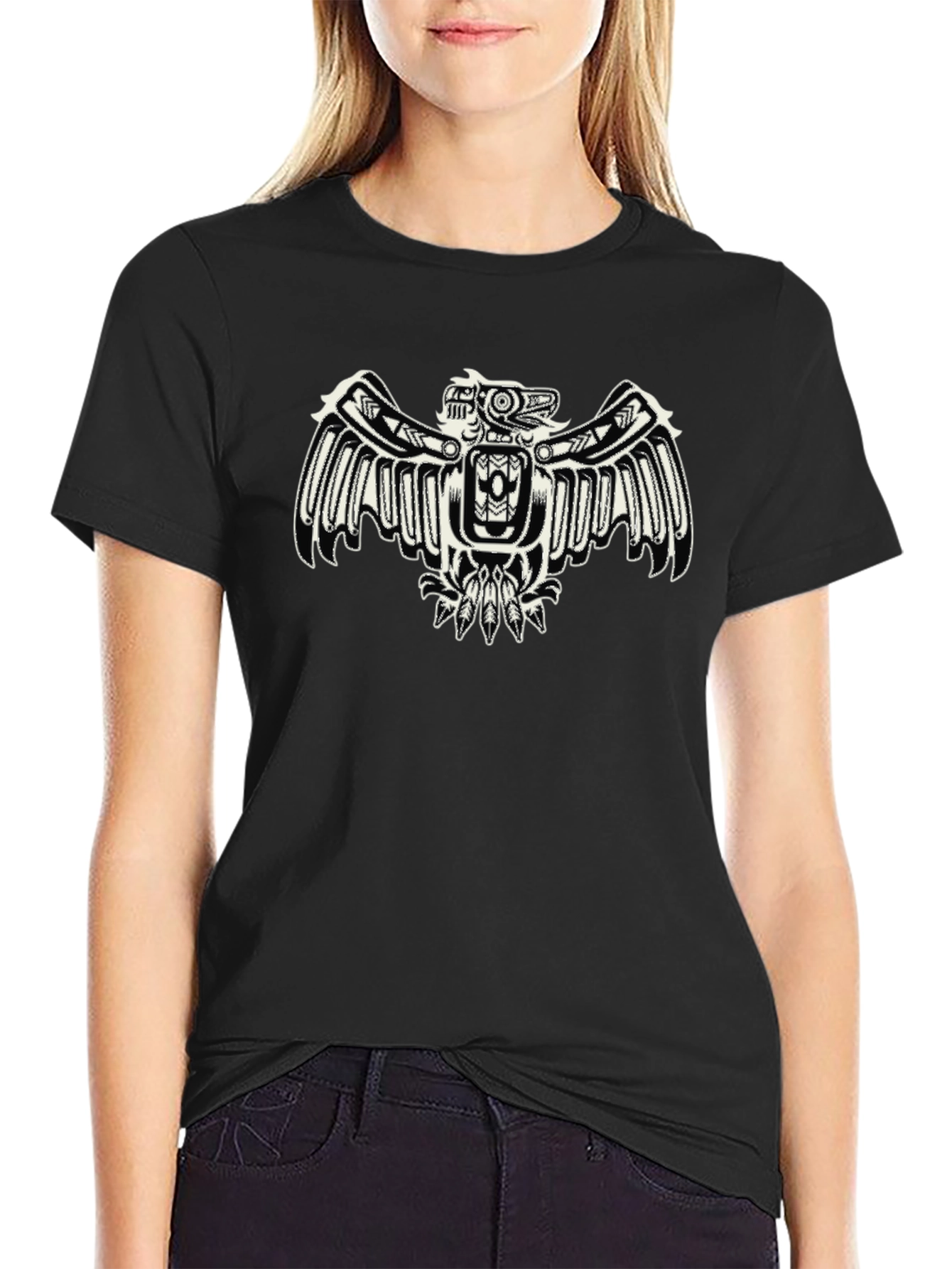Tribal Eagle Graphic Black T-Shirt