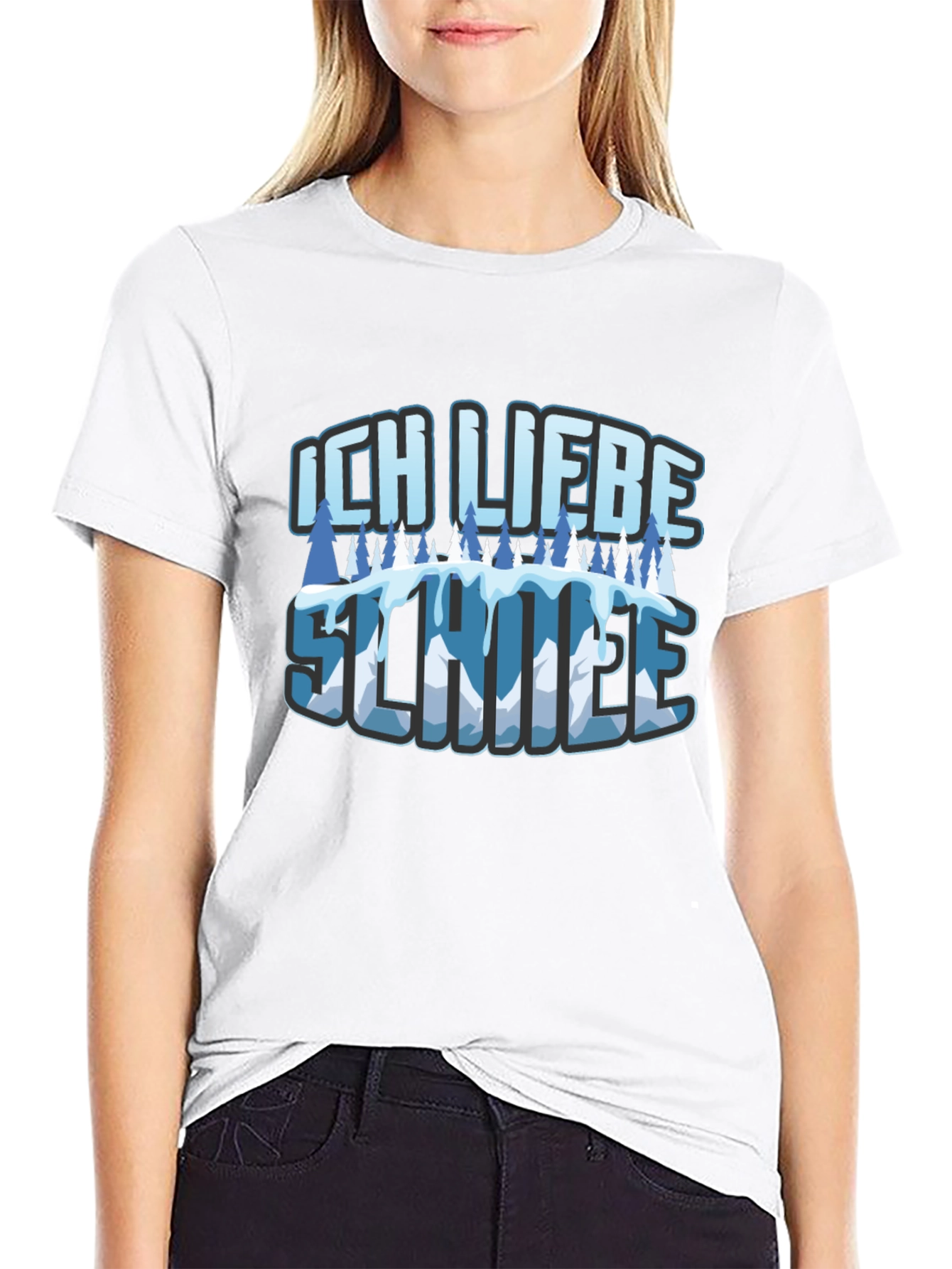 Ich Liebe Schnee Graphic T-Shirt - Black
