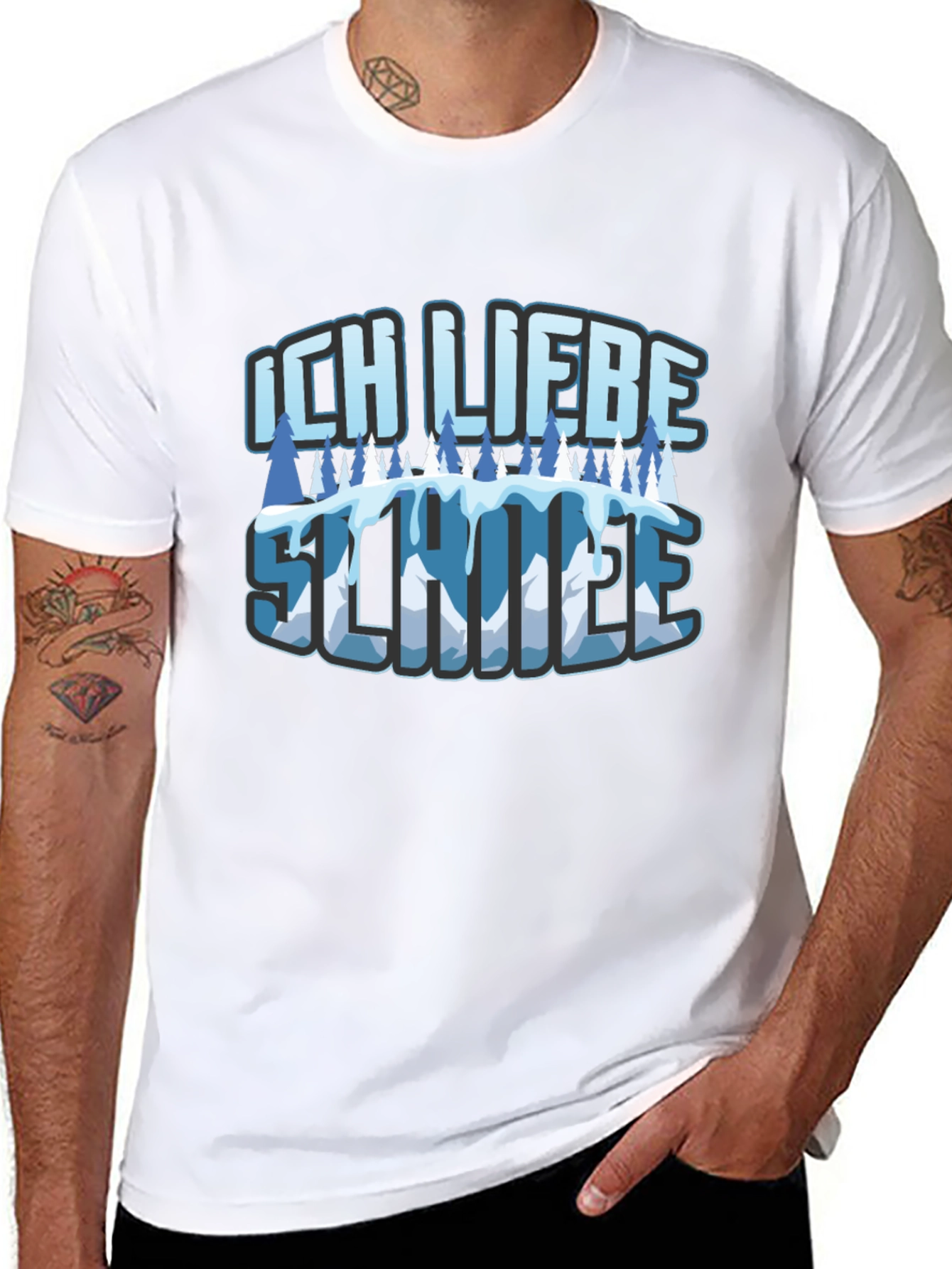 Ich Liebe Schnee Graphic T-Shirt - Black