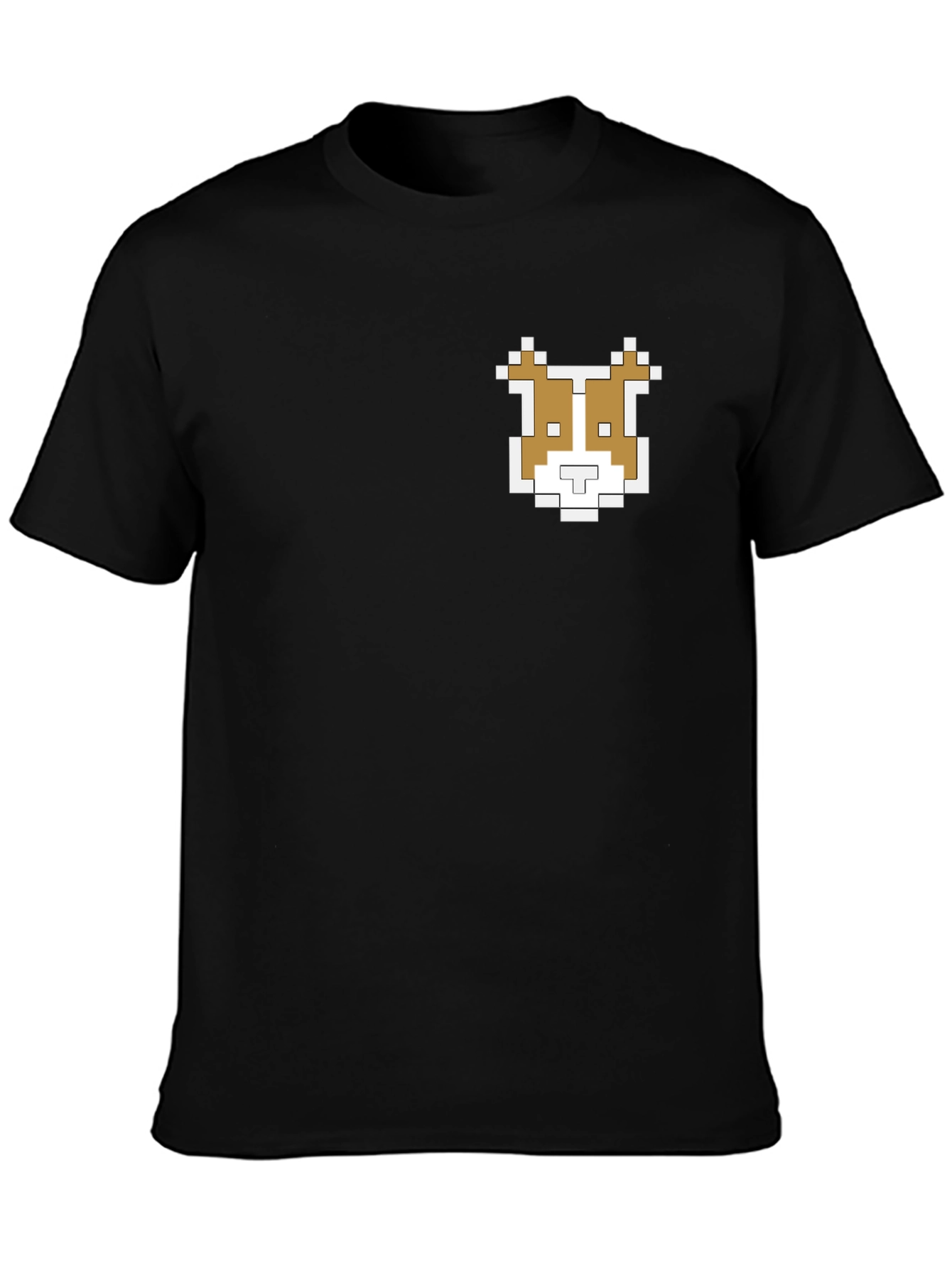 Pixel Dog Graphic Tee - Black Cotton Shirt