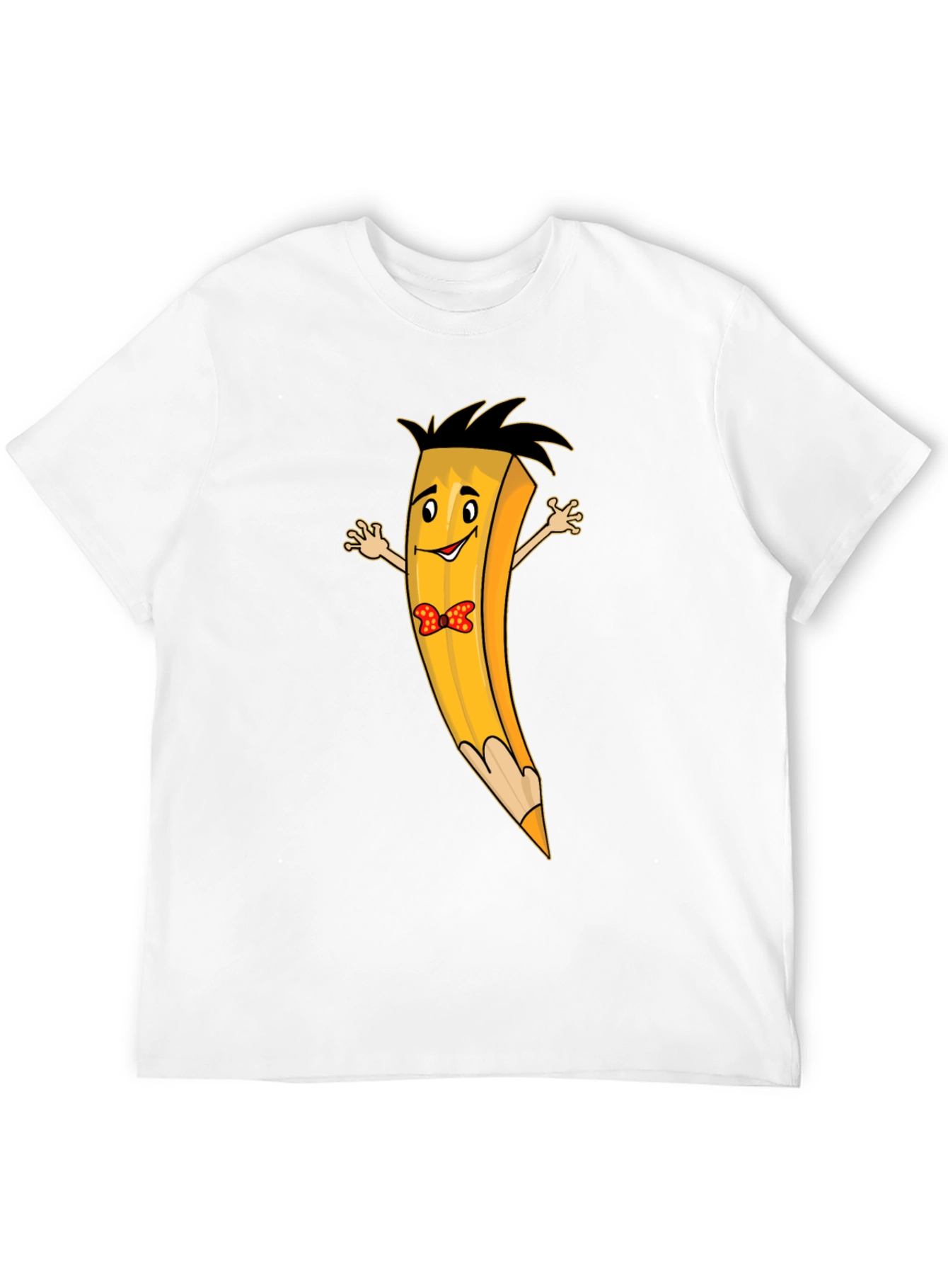 Cartoon Pencil Bowtie Black T-Shirt