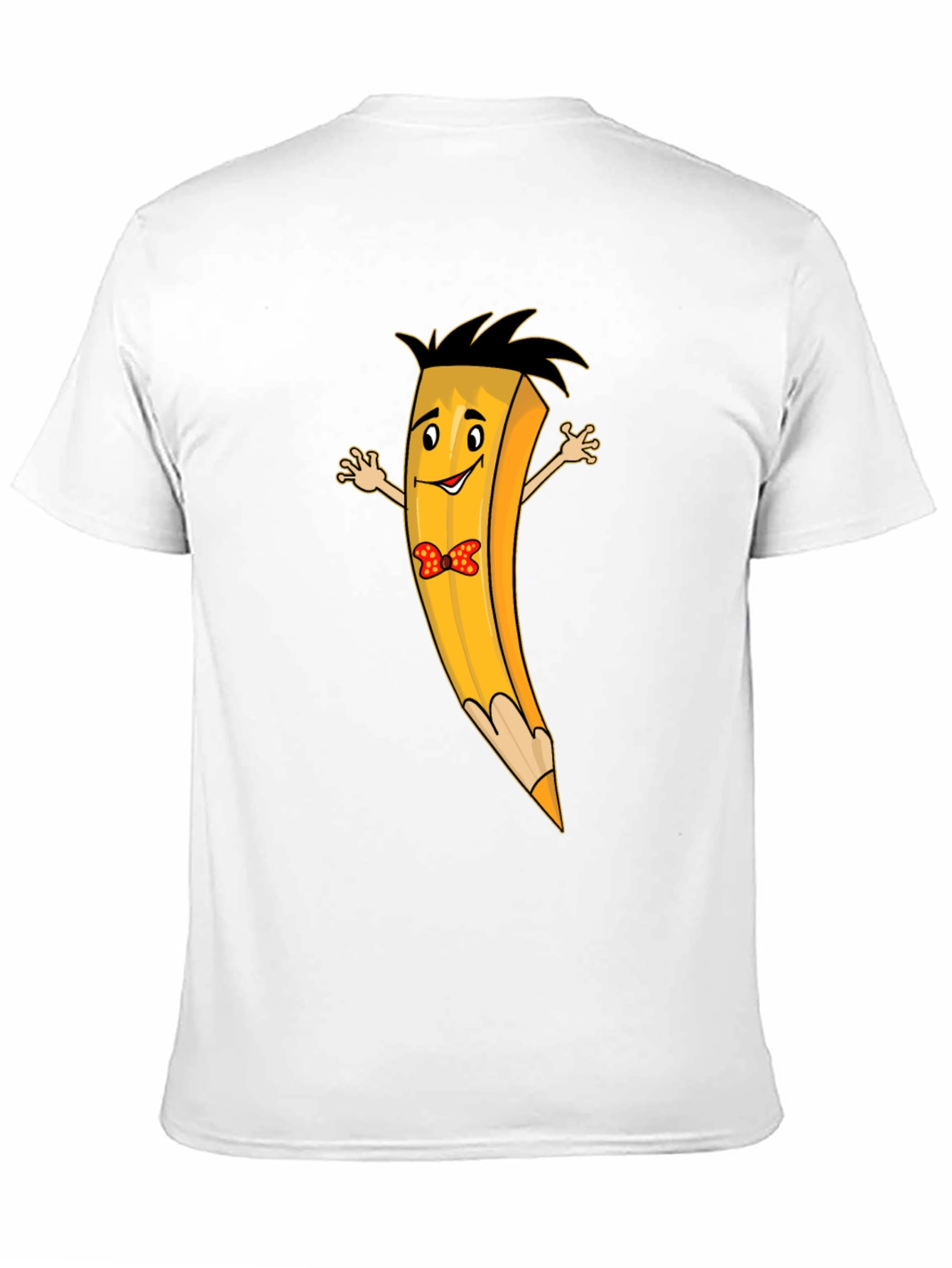 Cartoon Pencil Bowtie Black T-Shirt
