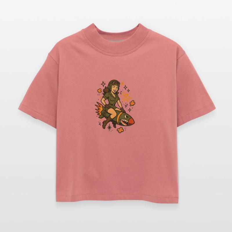 Pin-Up Pilot on Missile | Vintage Graffiti Art