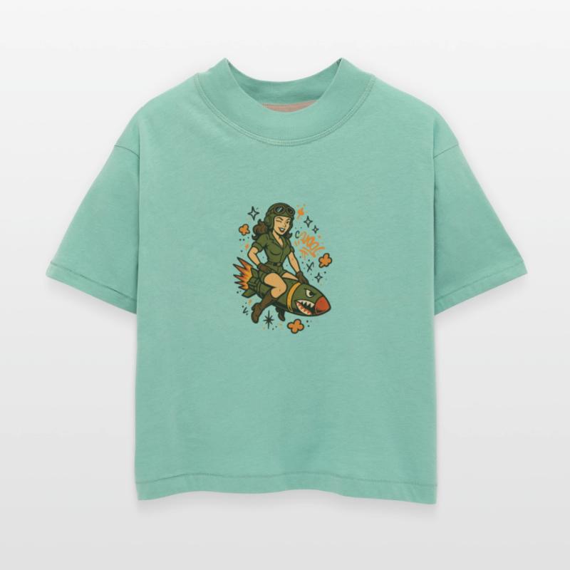 Pin-Up Pilot on Missile | Vintage Graffiti Art