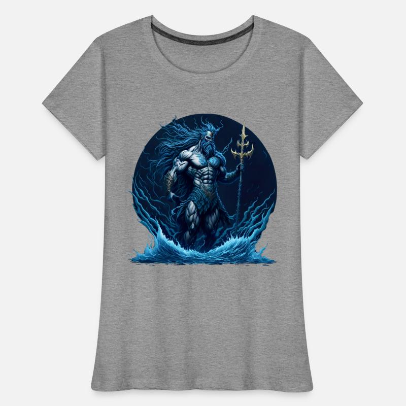 Poseidon Holding Trident with Waves