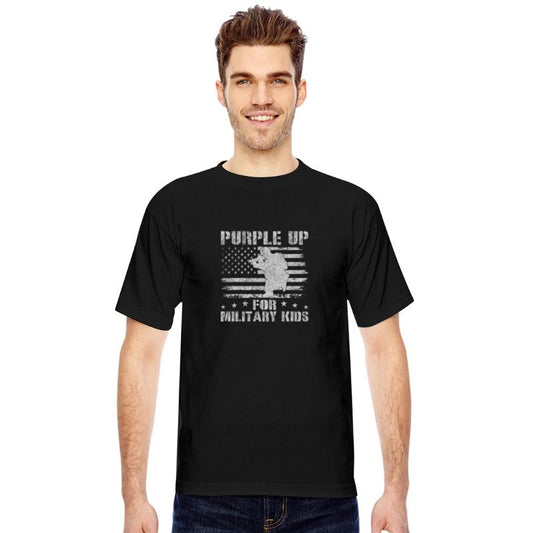 Purple up For Military Kids Child Month Usa Flag