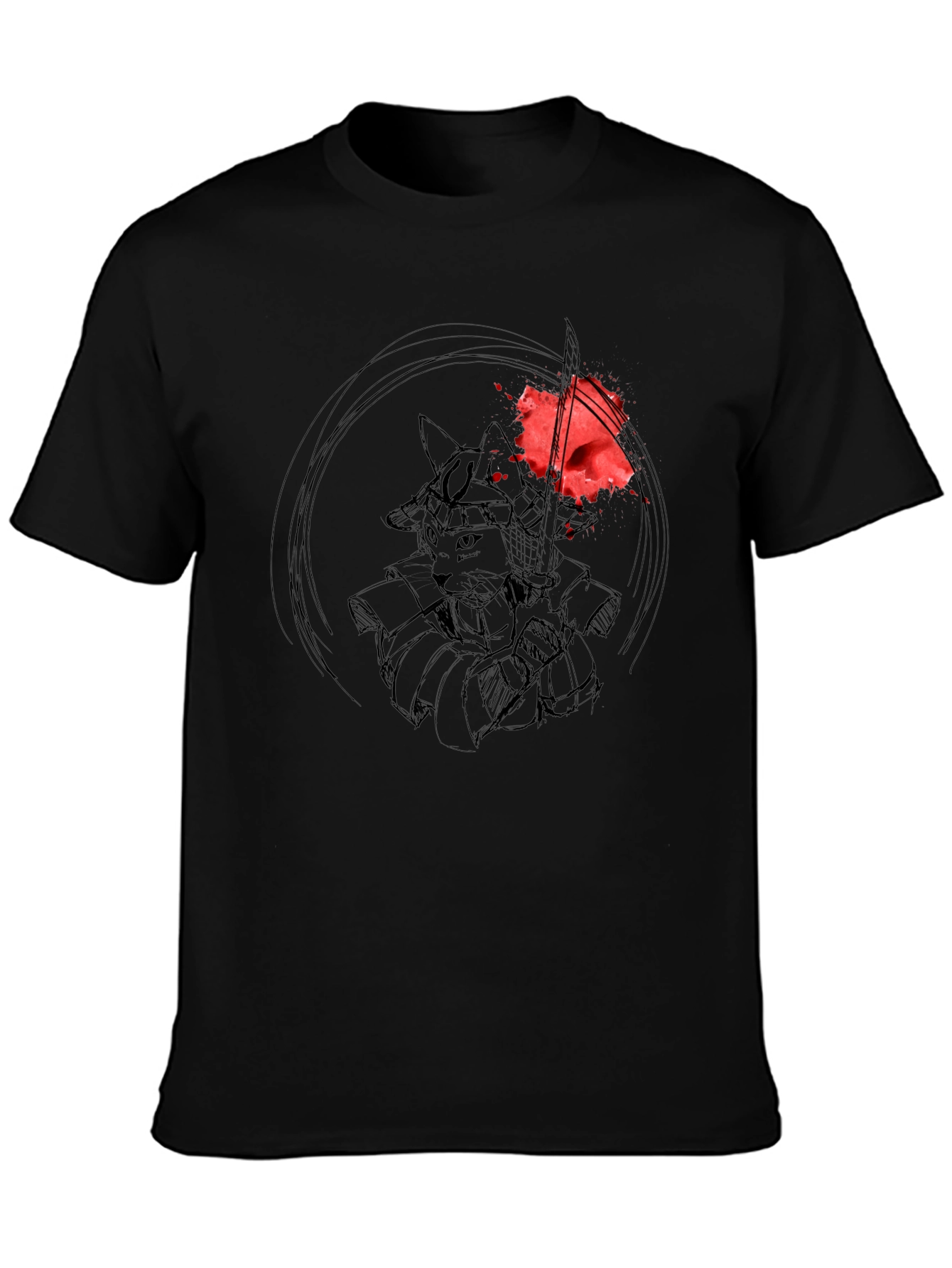 Samurai Cat T-Shirt - Warrior Kitten Graphic Tee