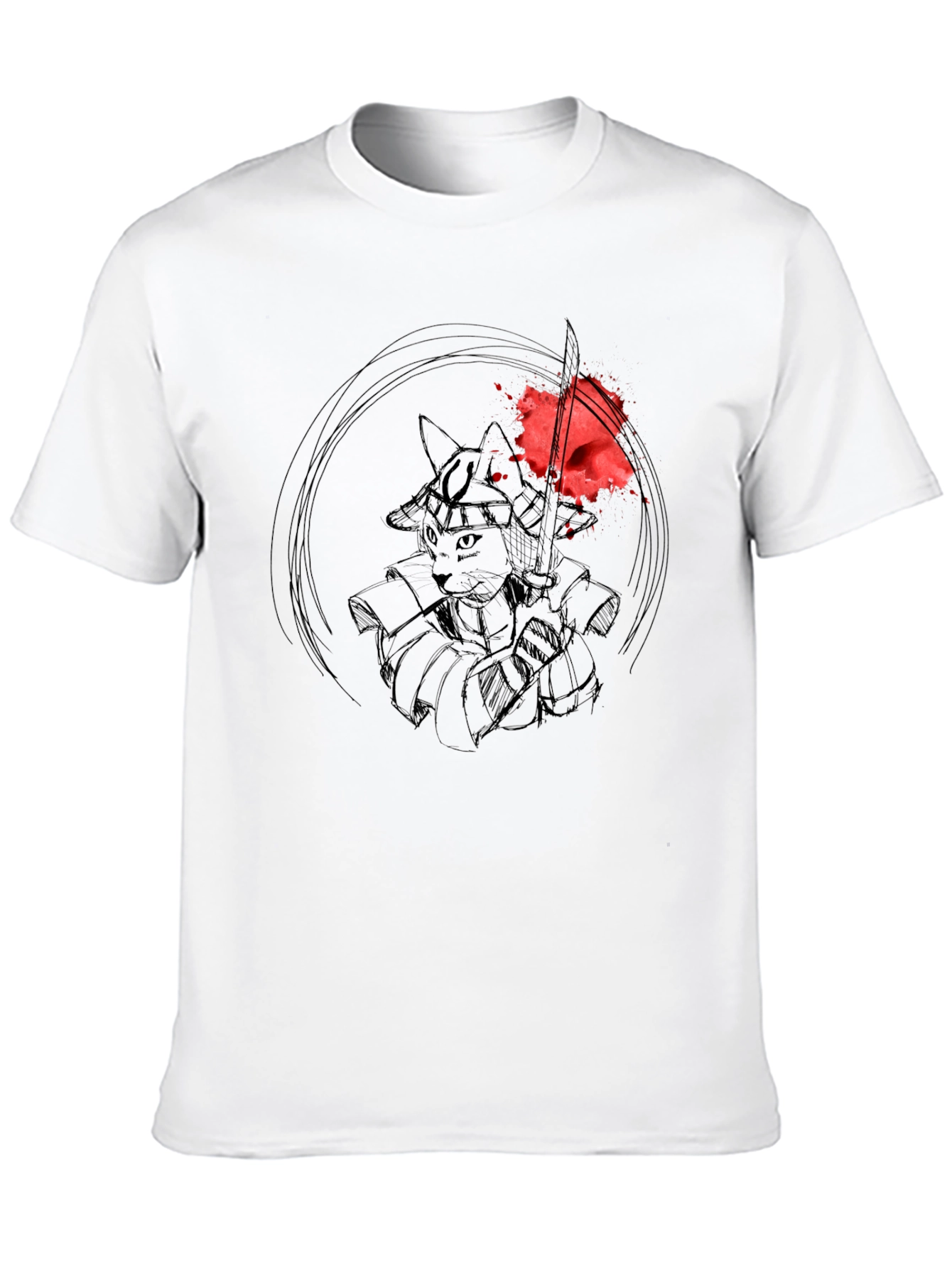 Samurai Cat T-Shirt - Warrior Kitten Graphic Tee