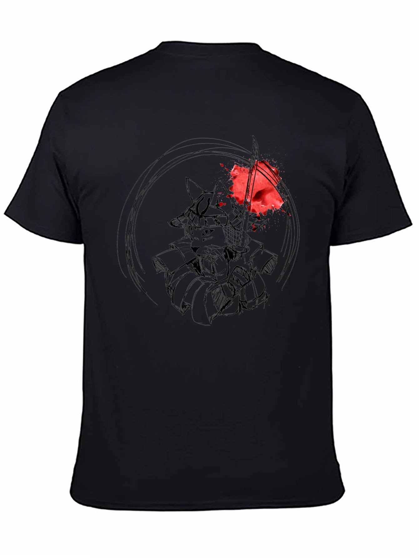 Samurai Cat T-Shirt - Warrior Kitten Graphic Tee