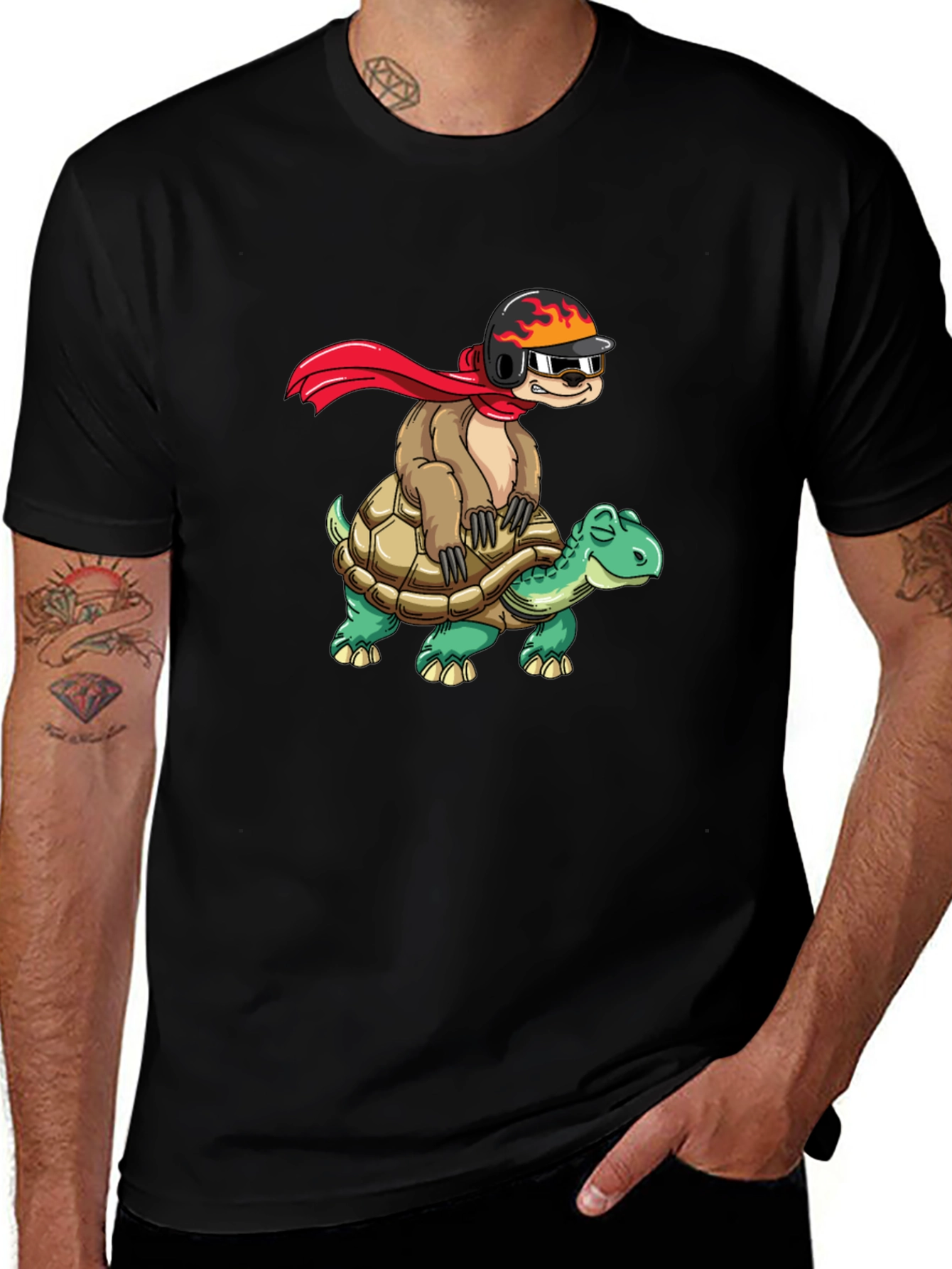 Sloth Riding Turtle Funny T-Shirt