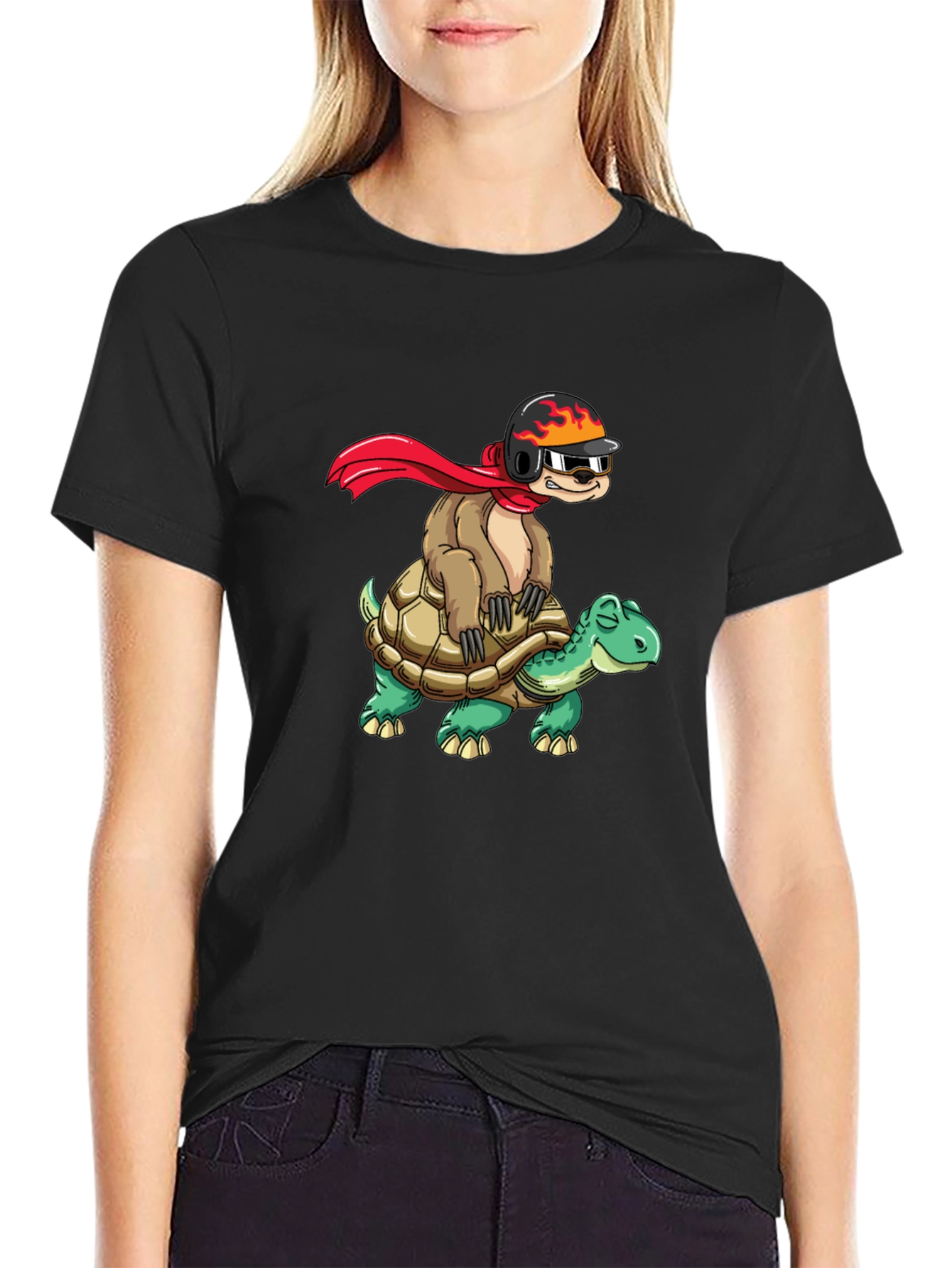 Sloth Riding Turtle Funny T-Shirt