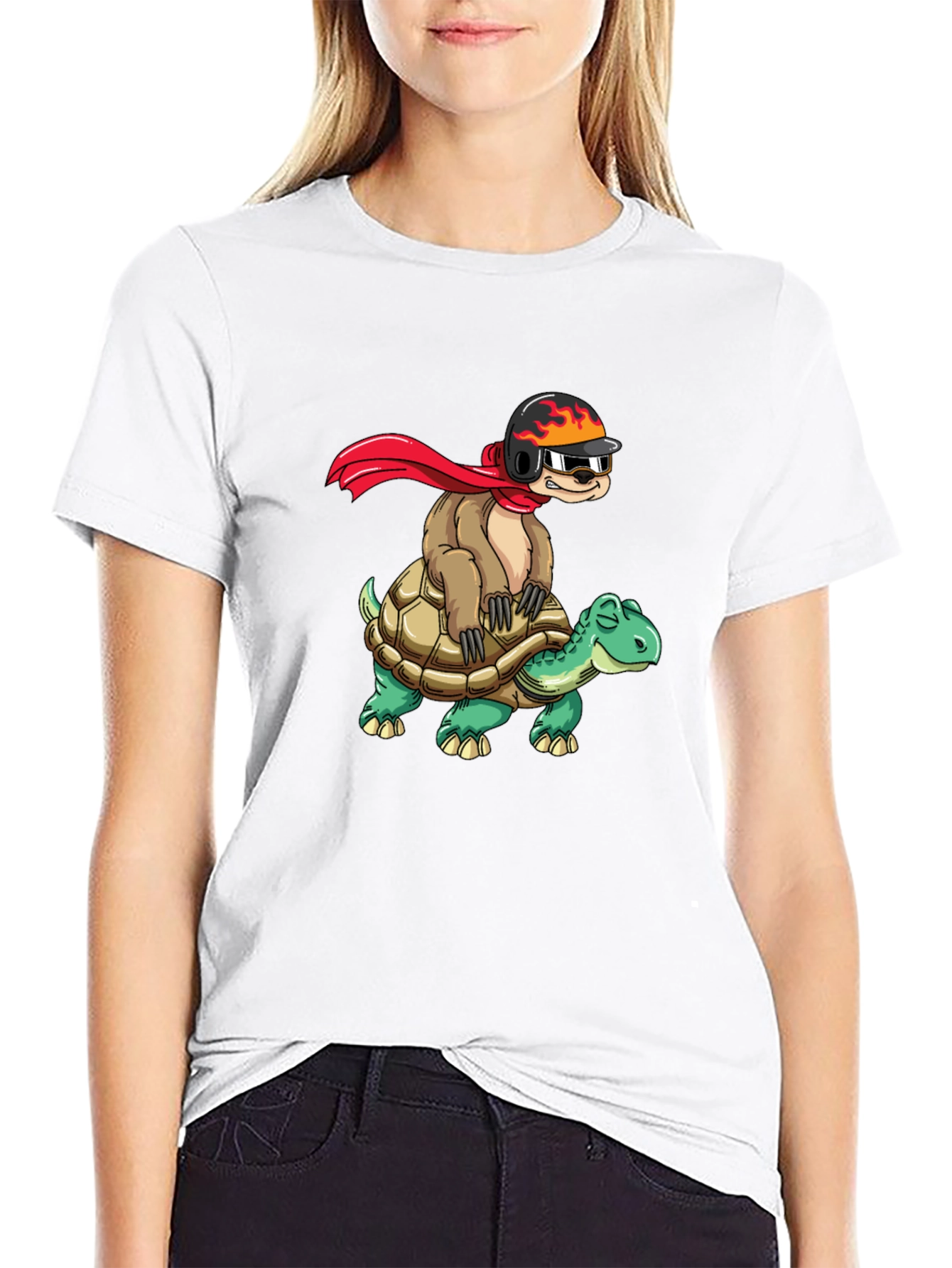 Sloth Riding Turtle Funny T-Shirt