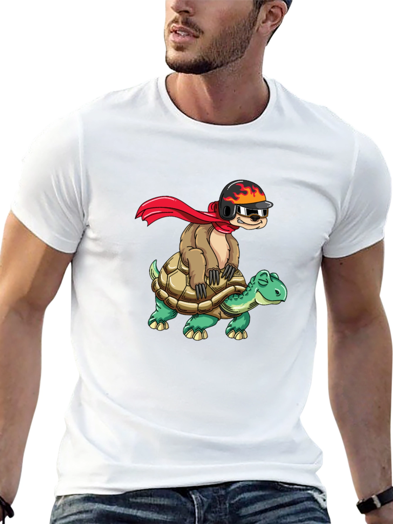 Sloth Riding Turtle Funny T-Shirt