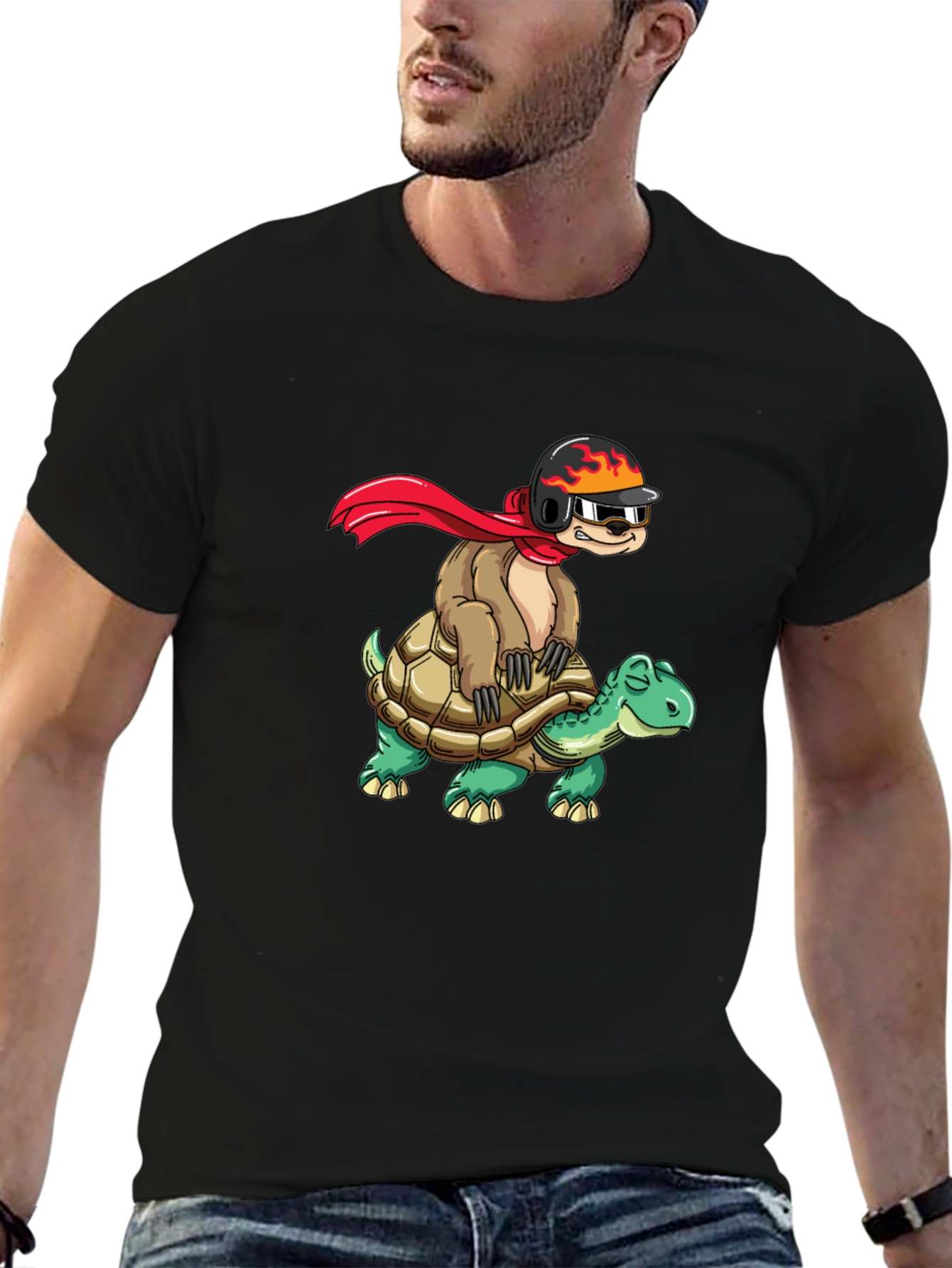 Sloth Riding Turtle Funny T-Shirt