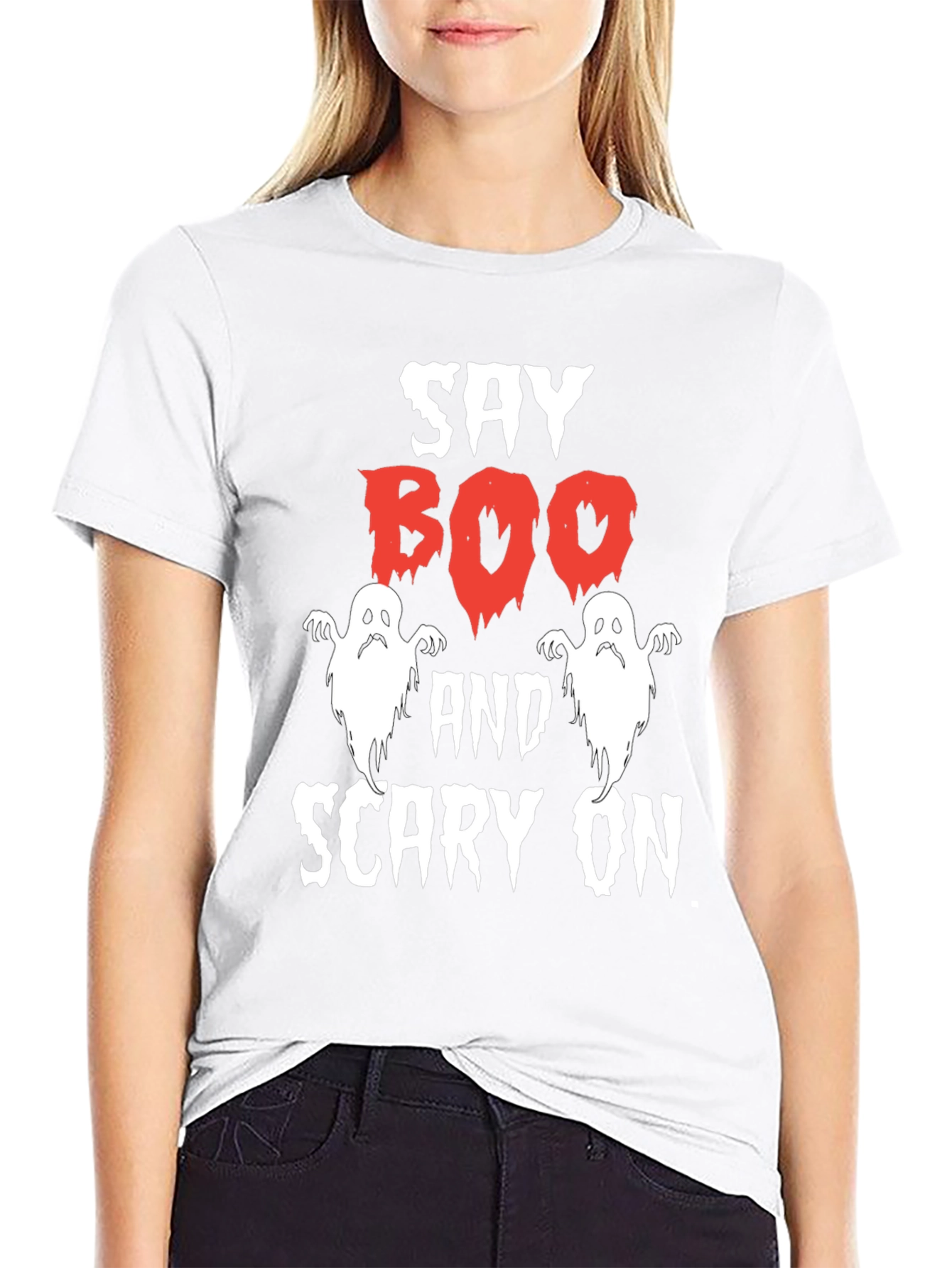 Say Boo and Scary On Halloween T-Shirt