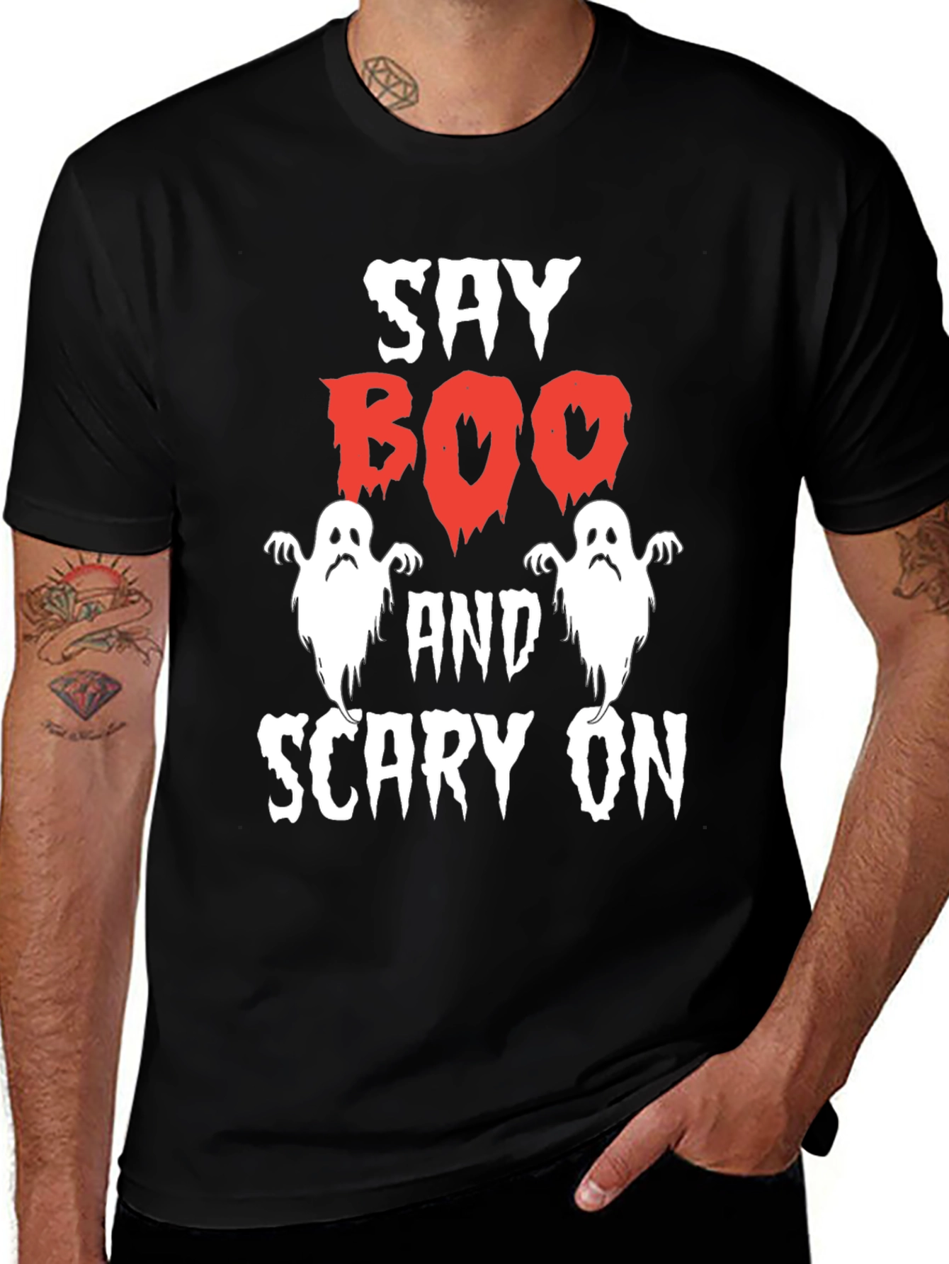 Say Boo and Scary On Halloween T-Shirt