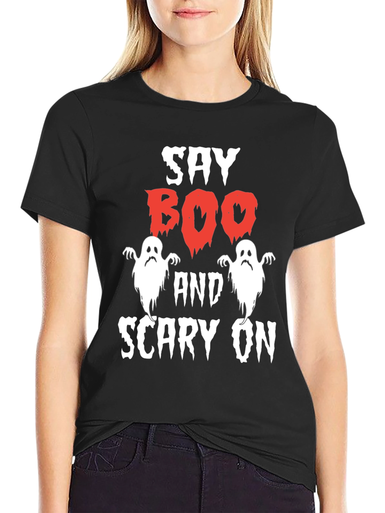 Say Boo and Scary On Halloween T-Shirt