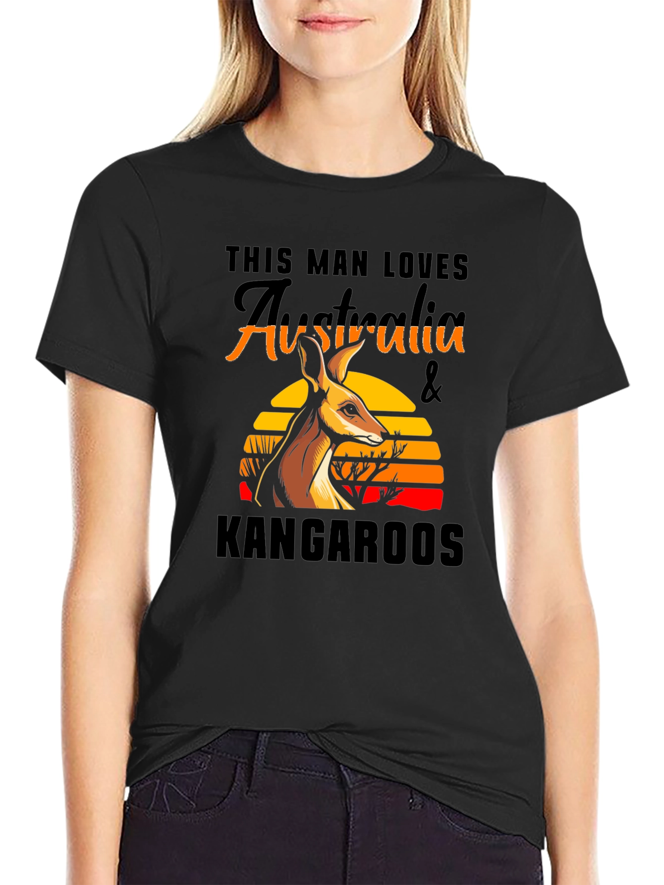 Australia Kangaroo T-Shirt Mens Black Graphic Tee