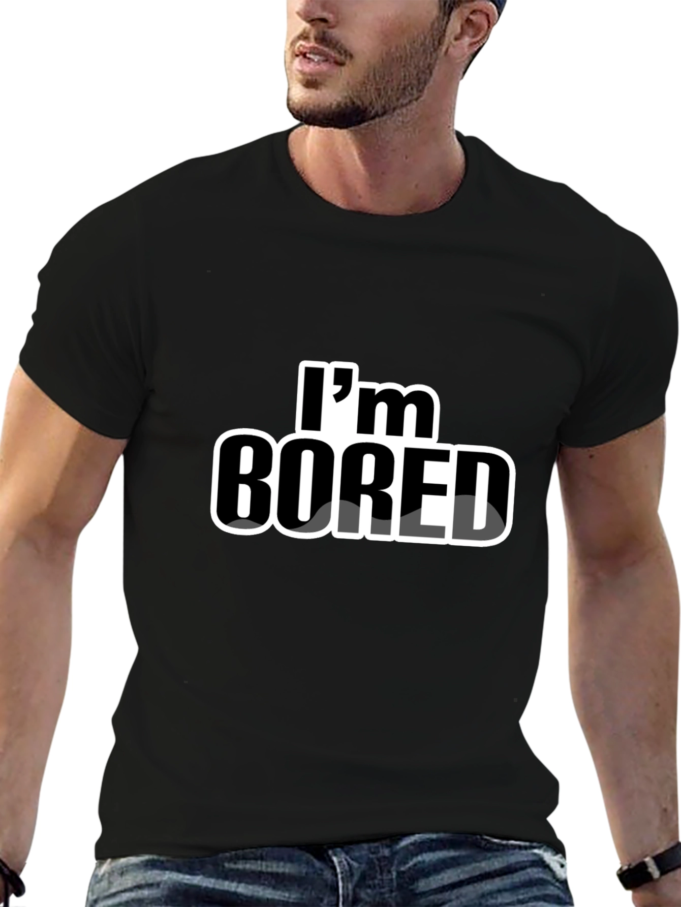 Im Bored Black Graphic T-Shirt