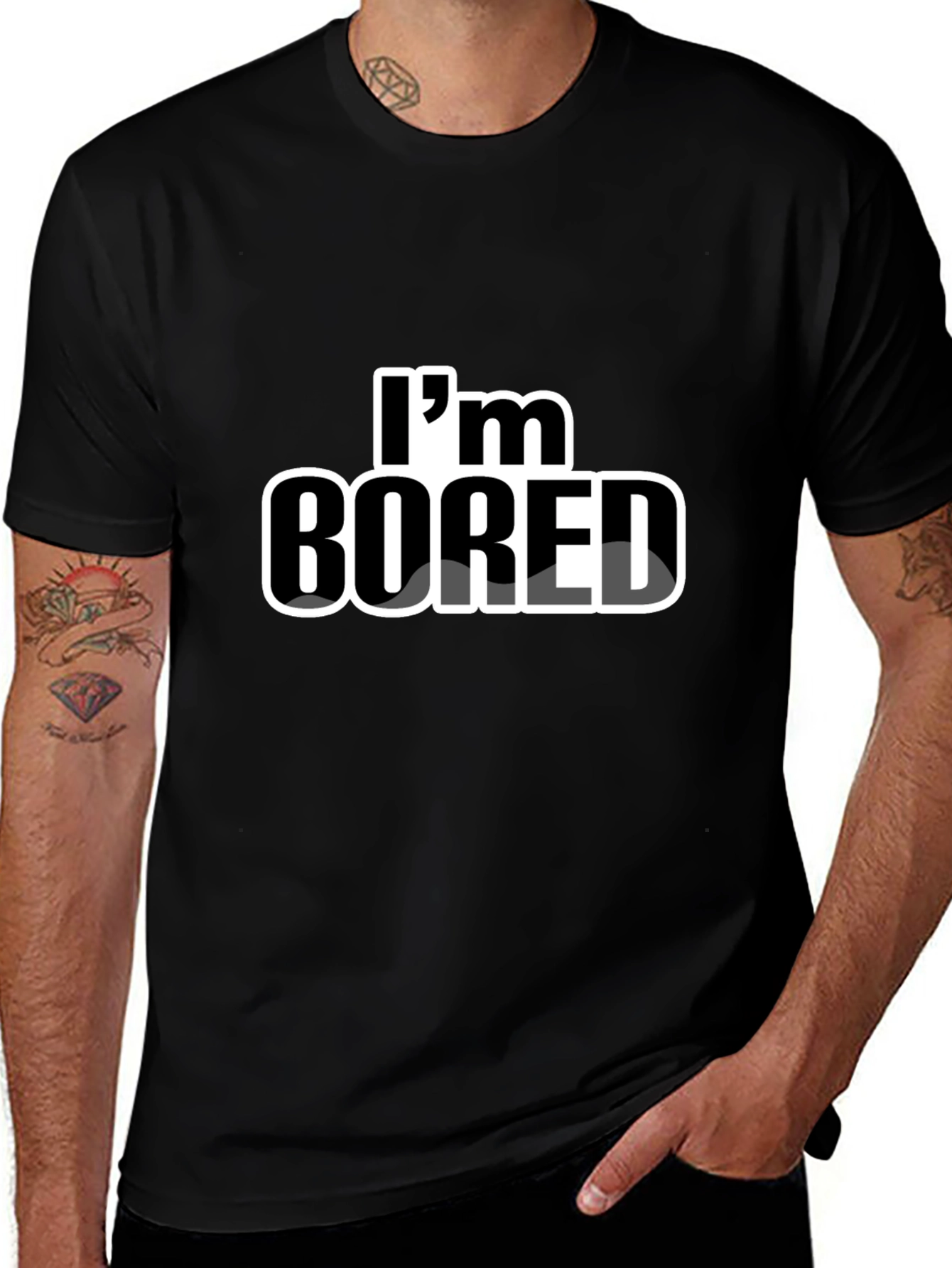 Im Bored Black Graphic T-Shirt