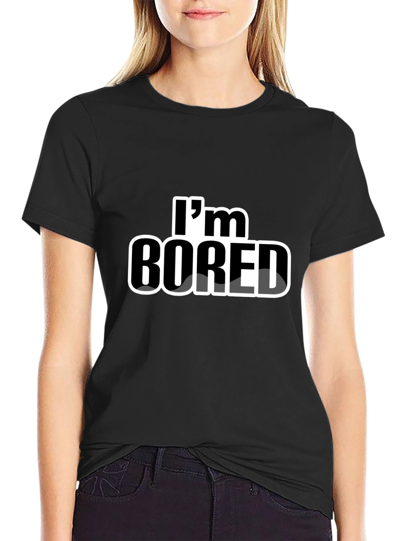 Im Bored Black Graphic T-Shirt
