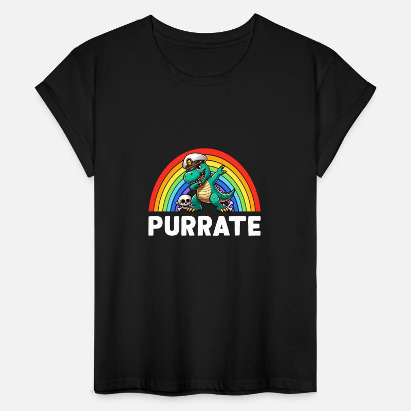 rainbow T-rex pirate dabbing purrate ship captain