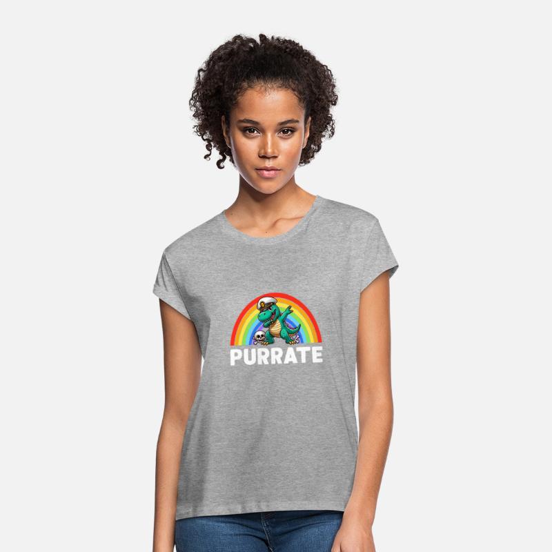 rainbow T-rex pirate dabbing purrate ship captain