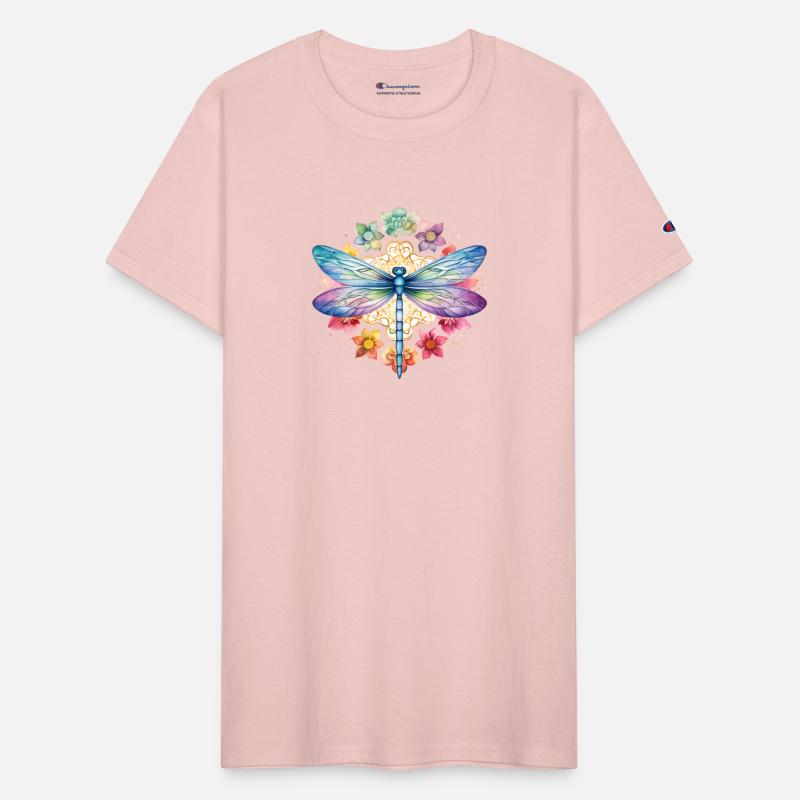 Retro Zen Lotus Flower Dragonfly Rainbow