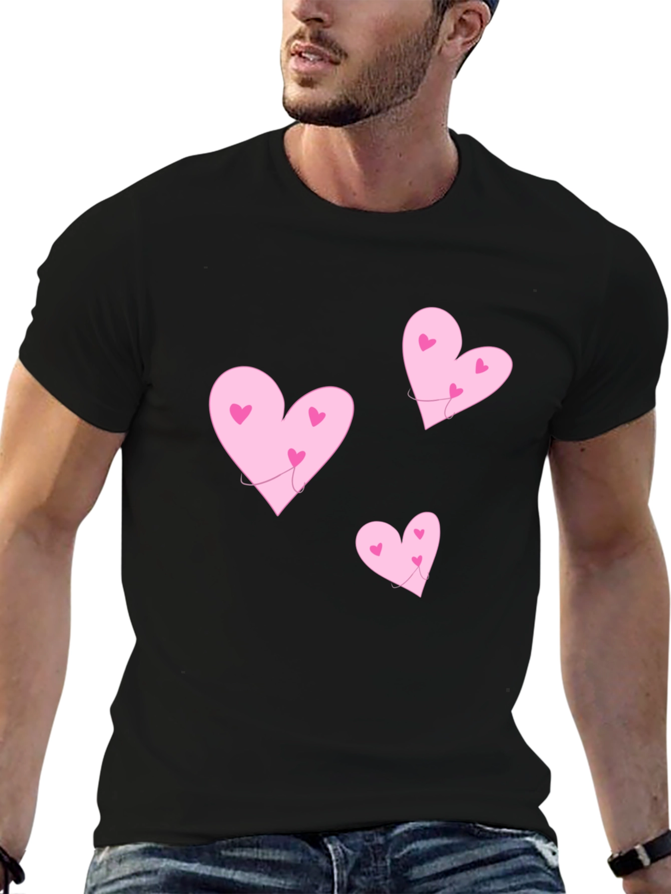 Hearts T-Shirt - Black Crew Neck