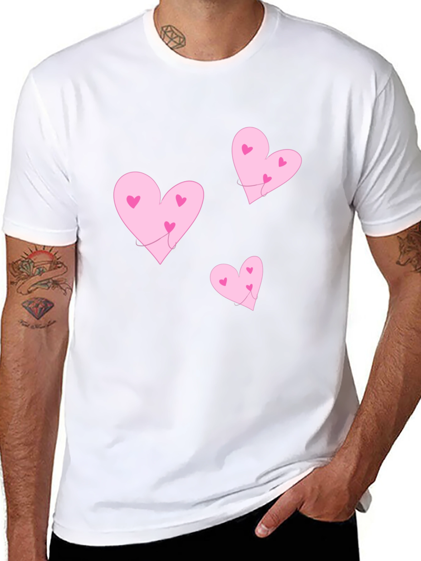 Hearts T-Shirt - Black Crew Neck