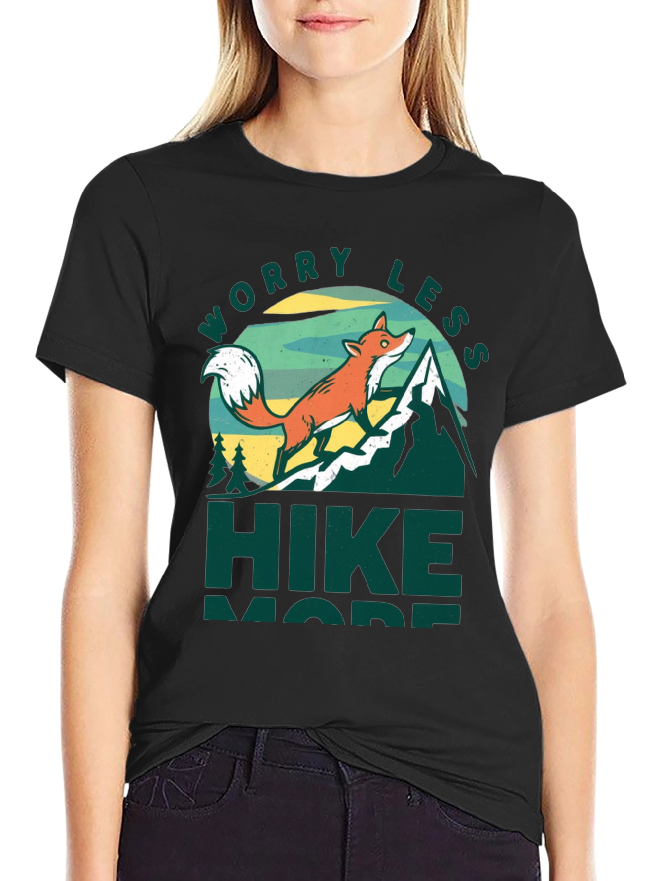 Worry Less Hike More Fox Graphic T-Shirt