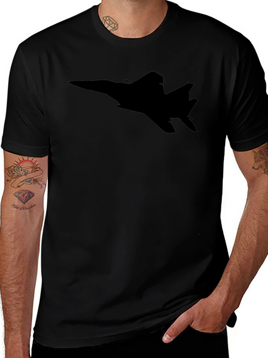 Jet Fighter Silhouette Tee - Sleek Black T-Shirt